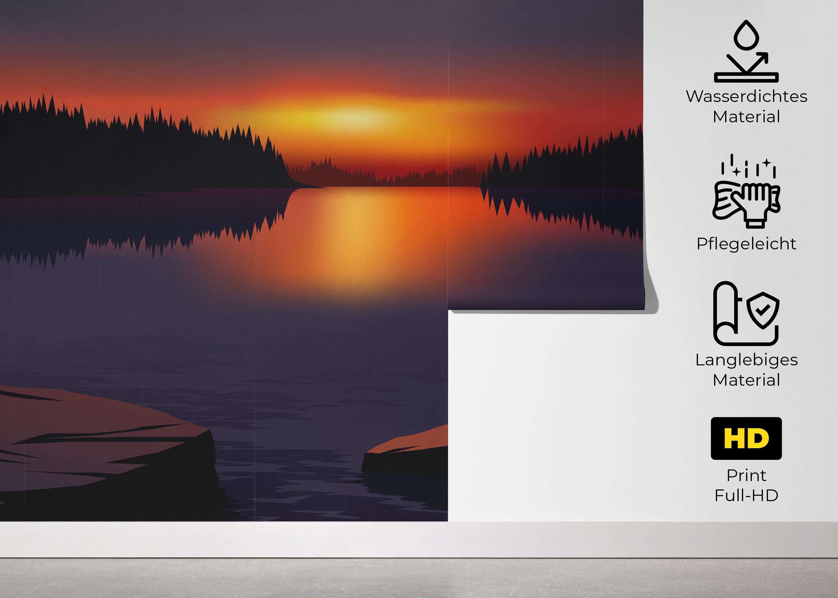 Fototapete Small Sunset Art mockup 5