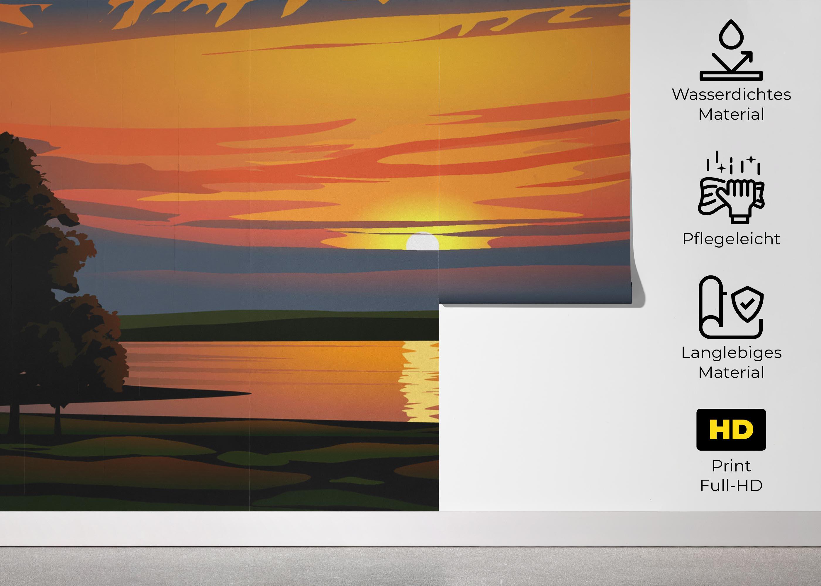 Fototapete Sunrise Green Tree mockup 5