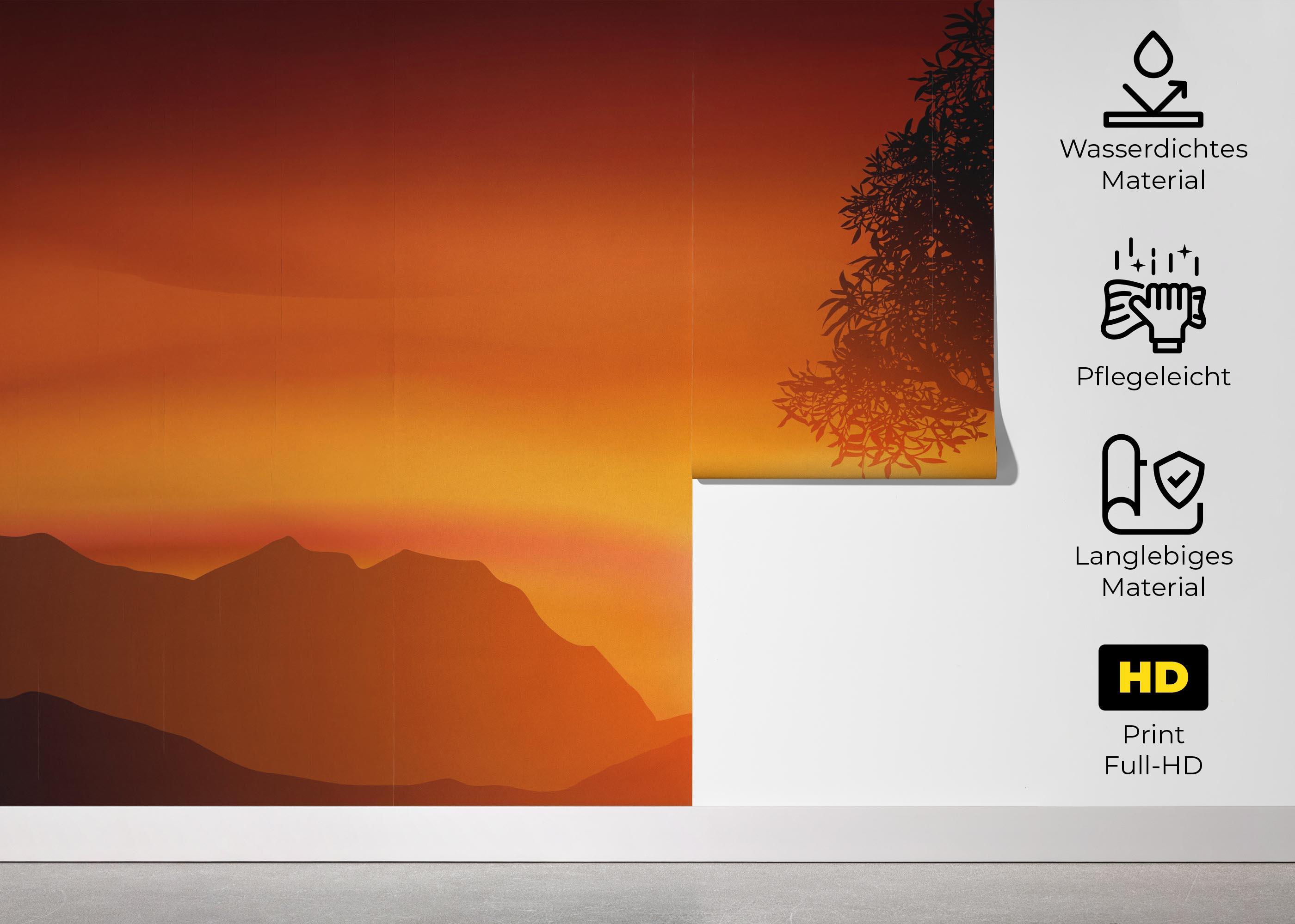 Fototapete Sunset Red Glow mockup 5