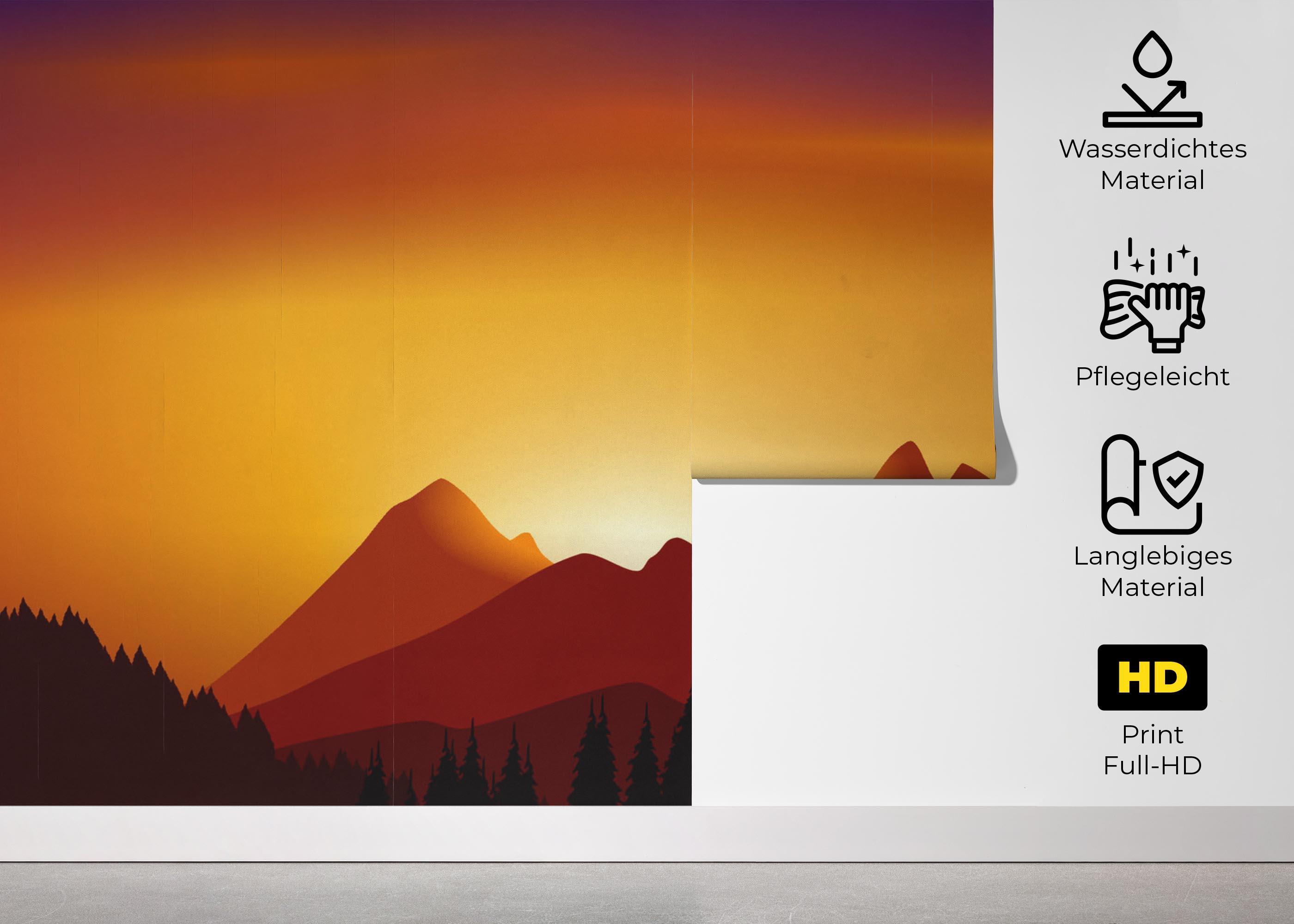 Fototapete Sunset View Mountain mockup 5