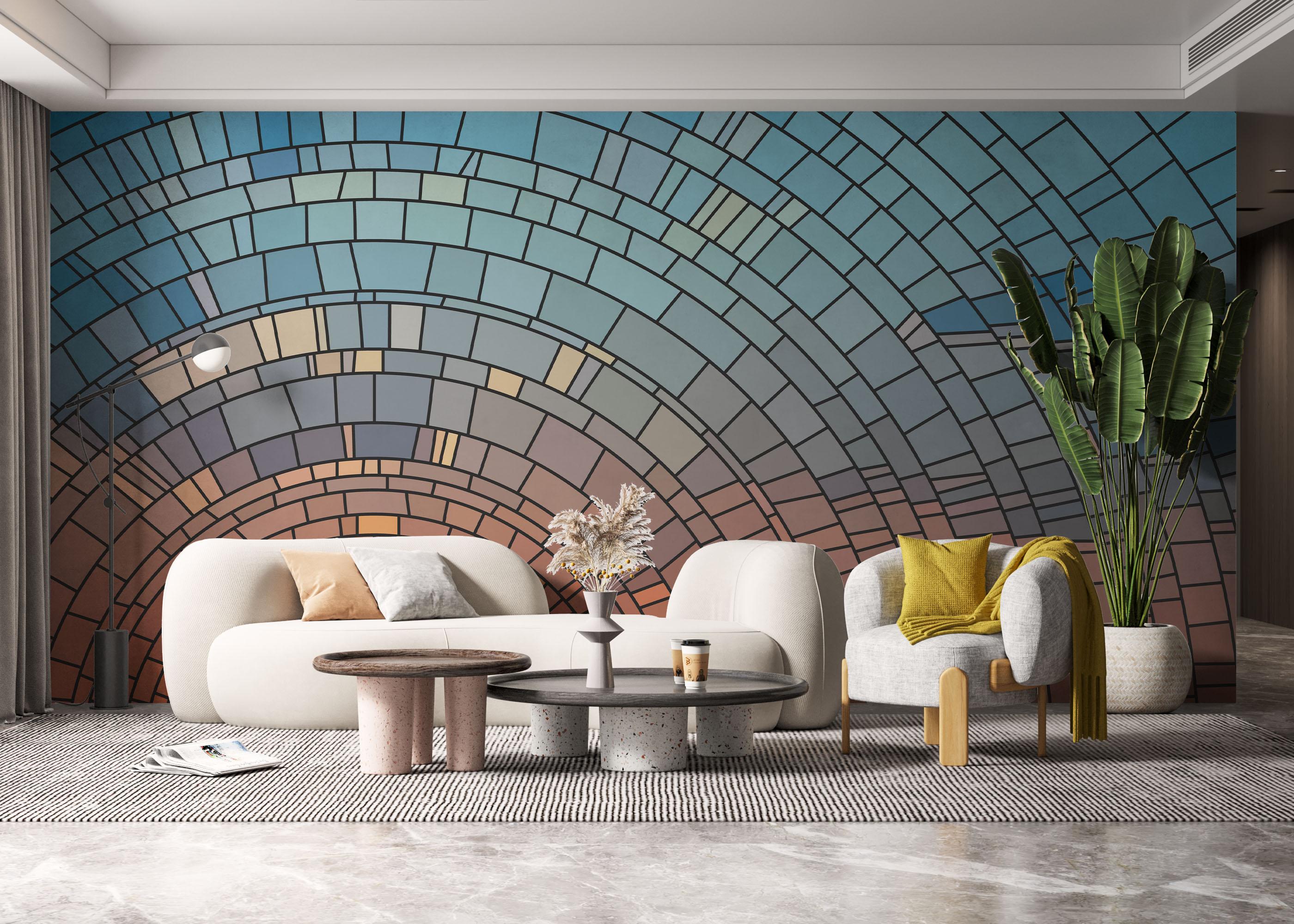 Fototapete Circle Glass Sunset mockup 6