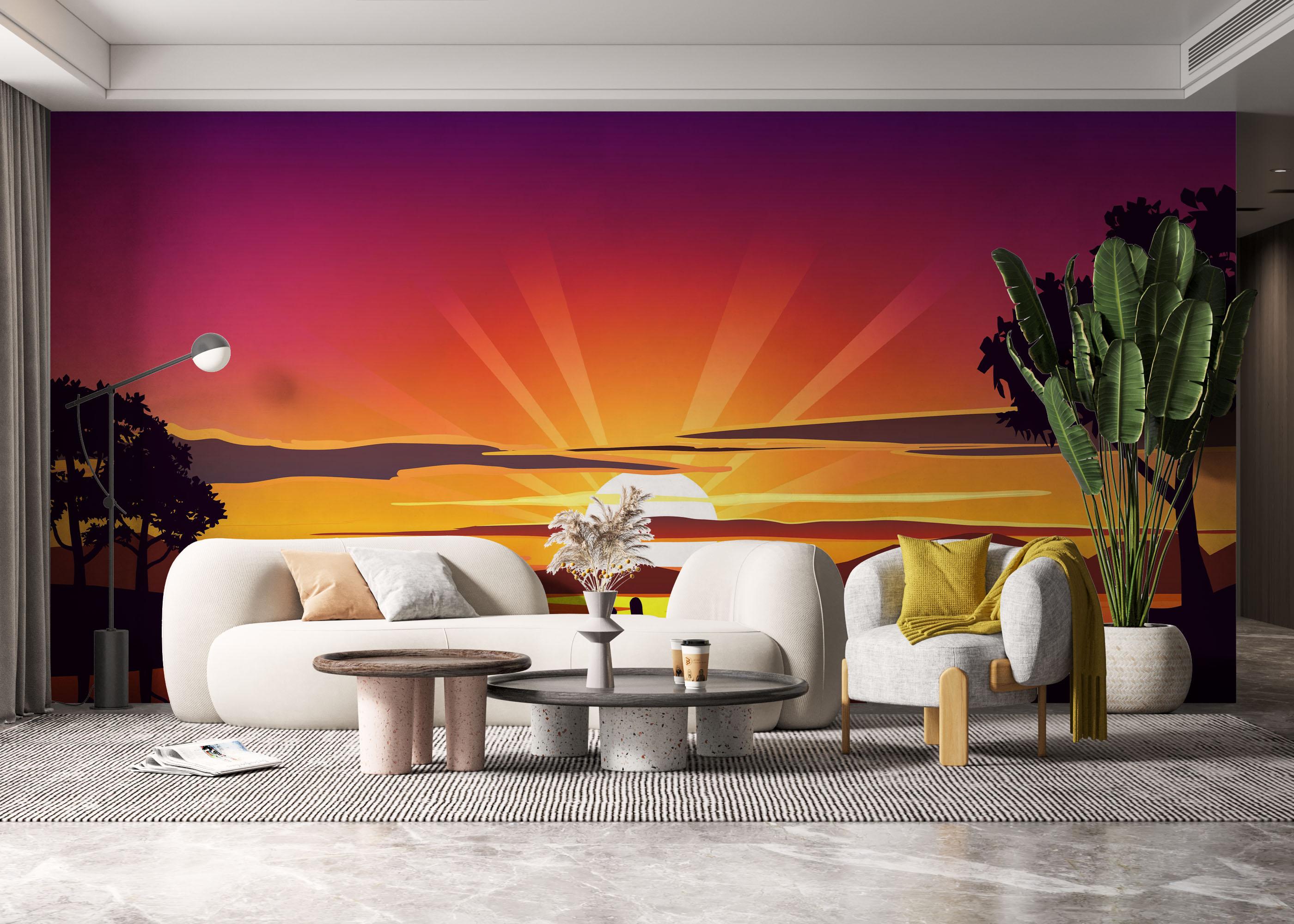 Fototapete Purple Sunrise Boat mockup 6