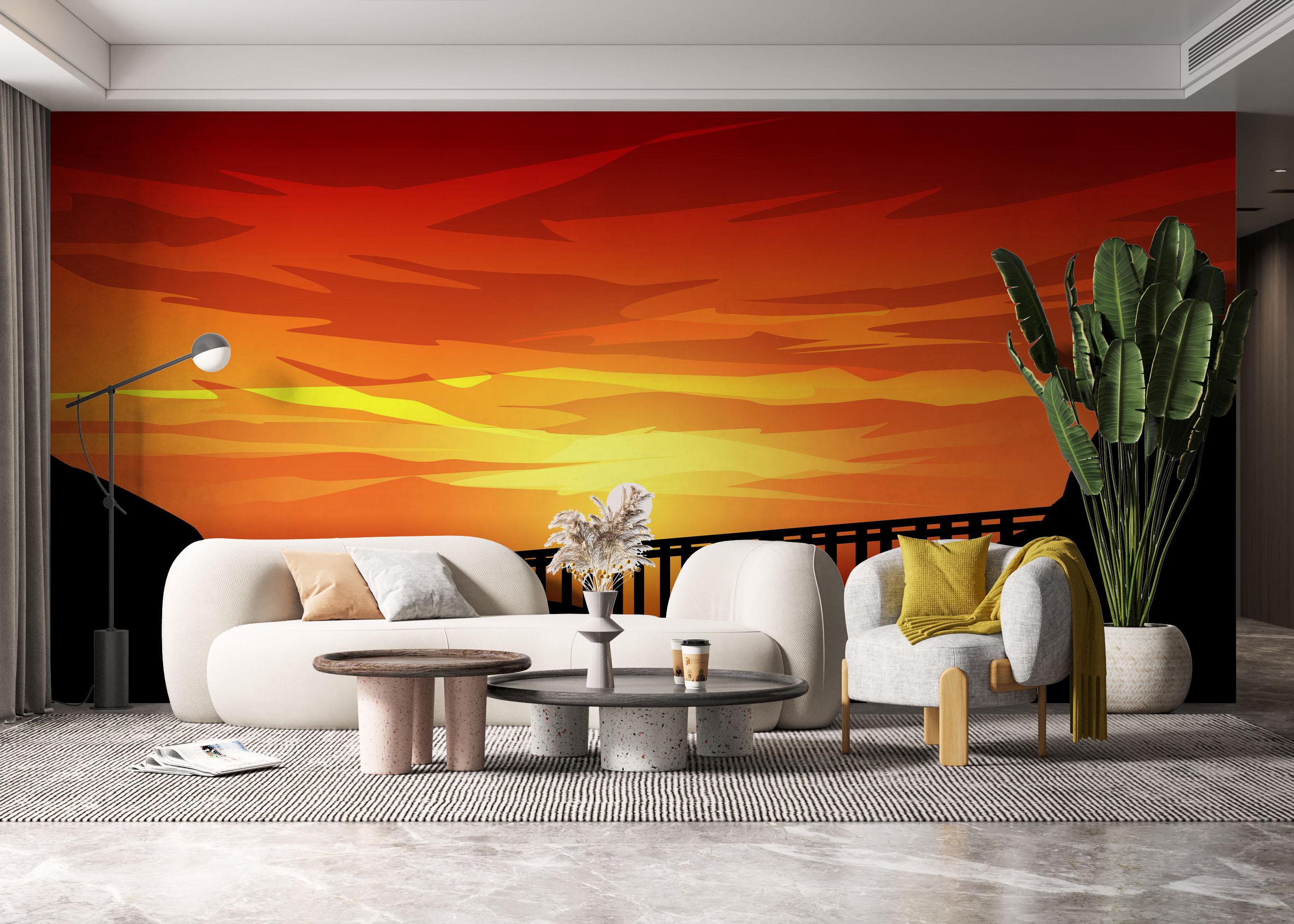 Fototapete Red Sunset Bridge mockup 6