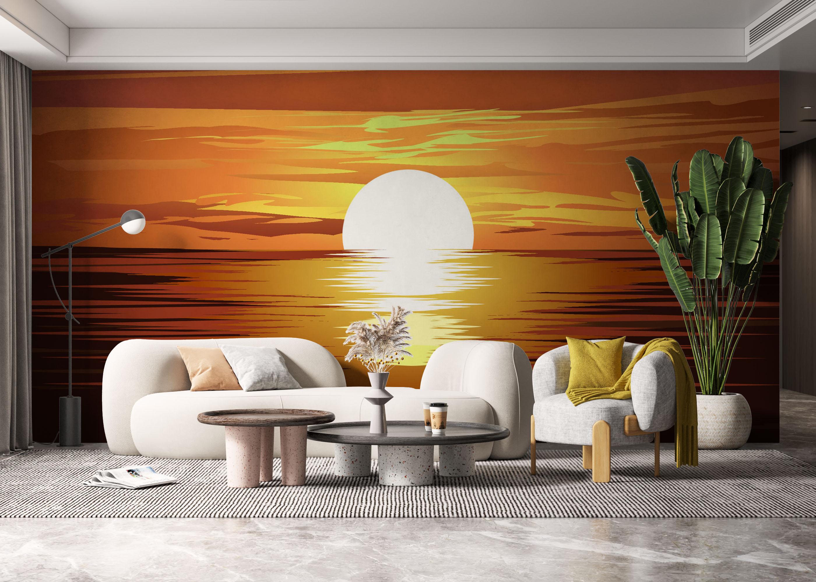 Fototapete Sunset Brown Ocean mockup 6