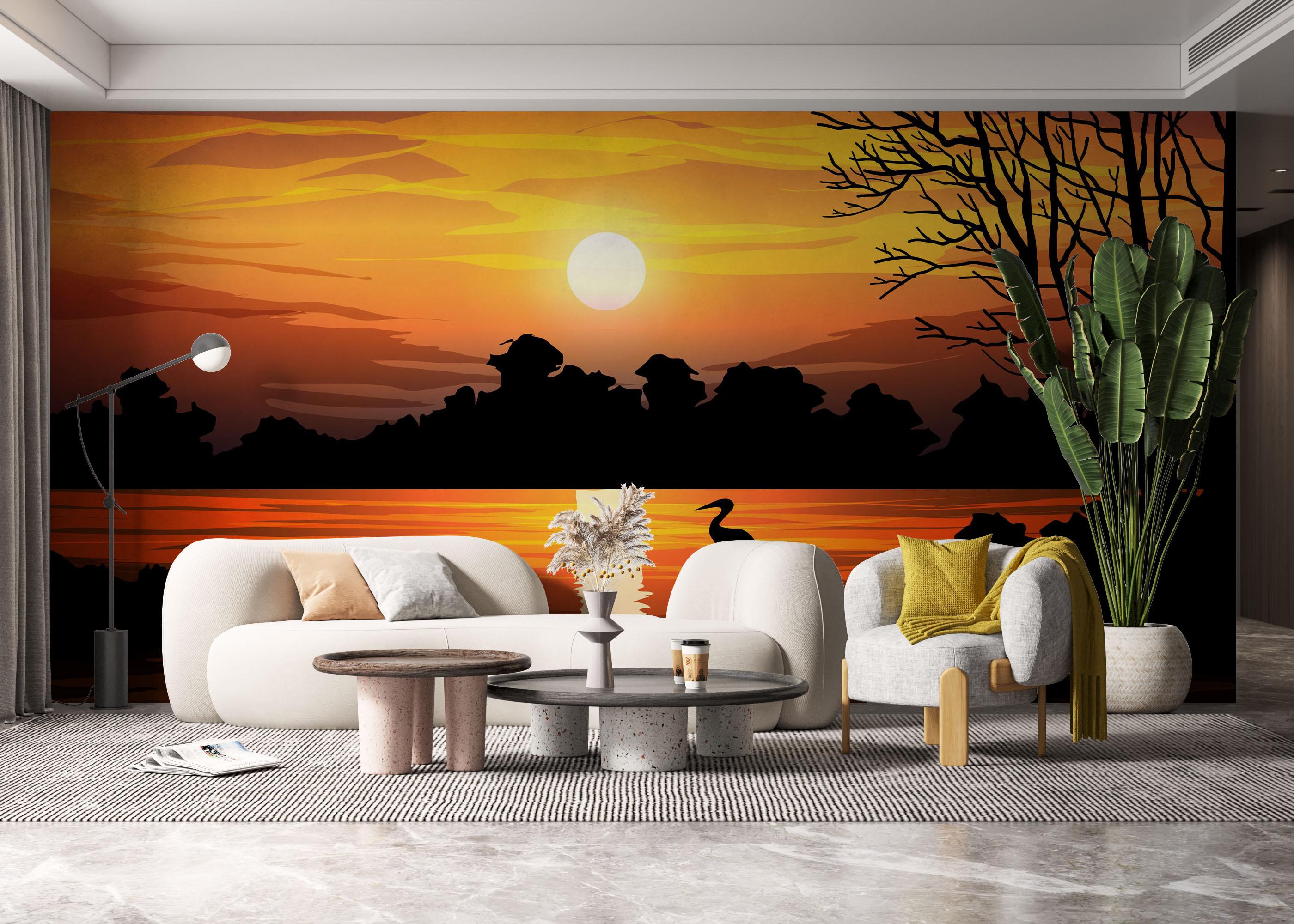 Fototapete Sunset Land Bird mockup 6