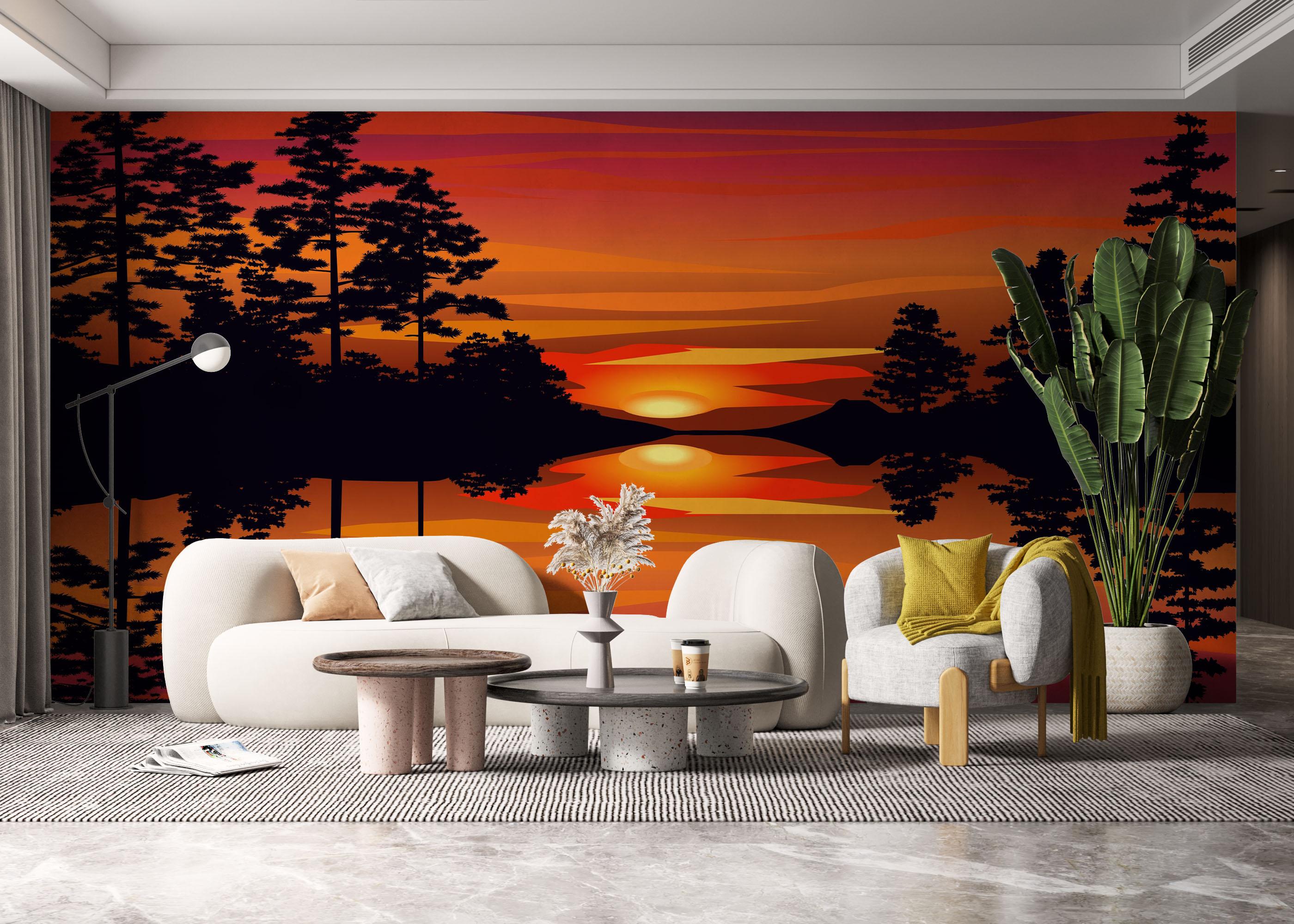 Fototapete Sunset Reflection Art mockup 6