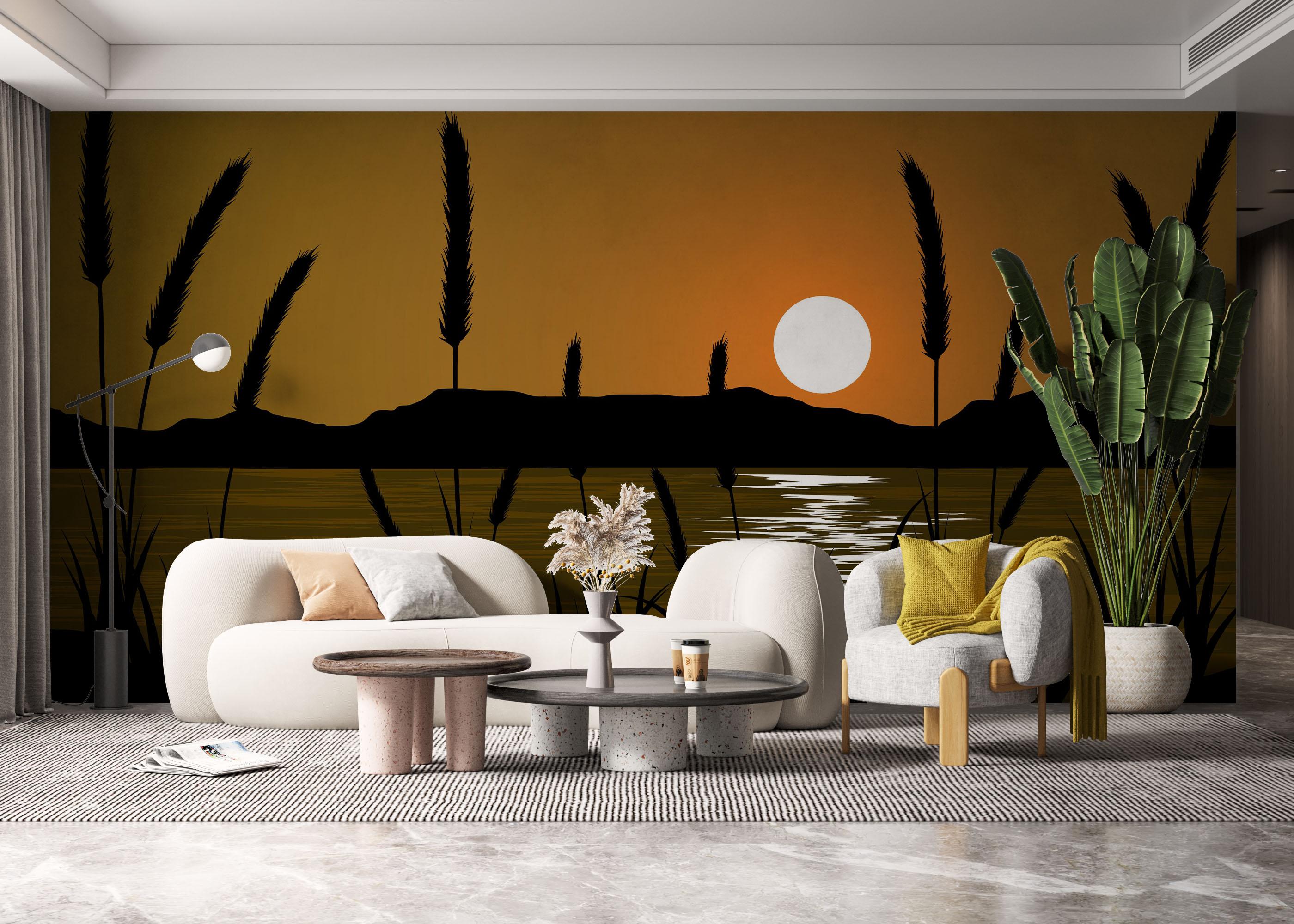 Fototapete Sunset River Plant mockup 6