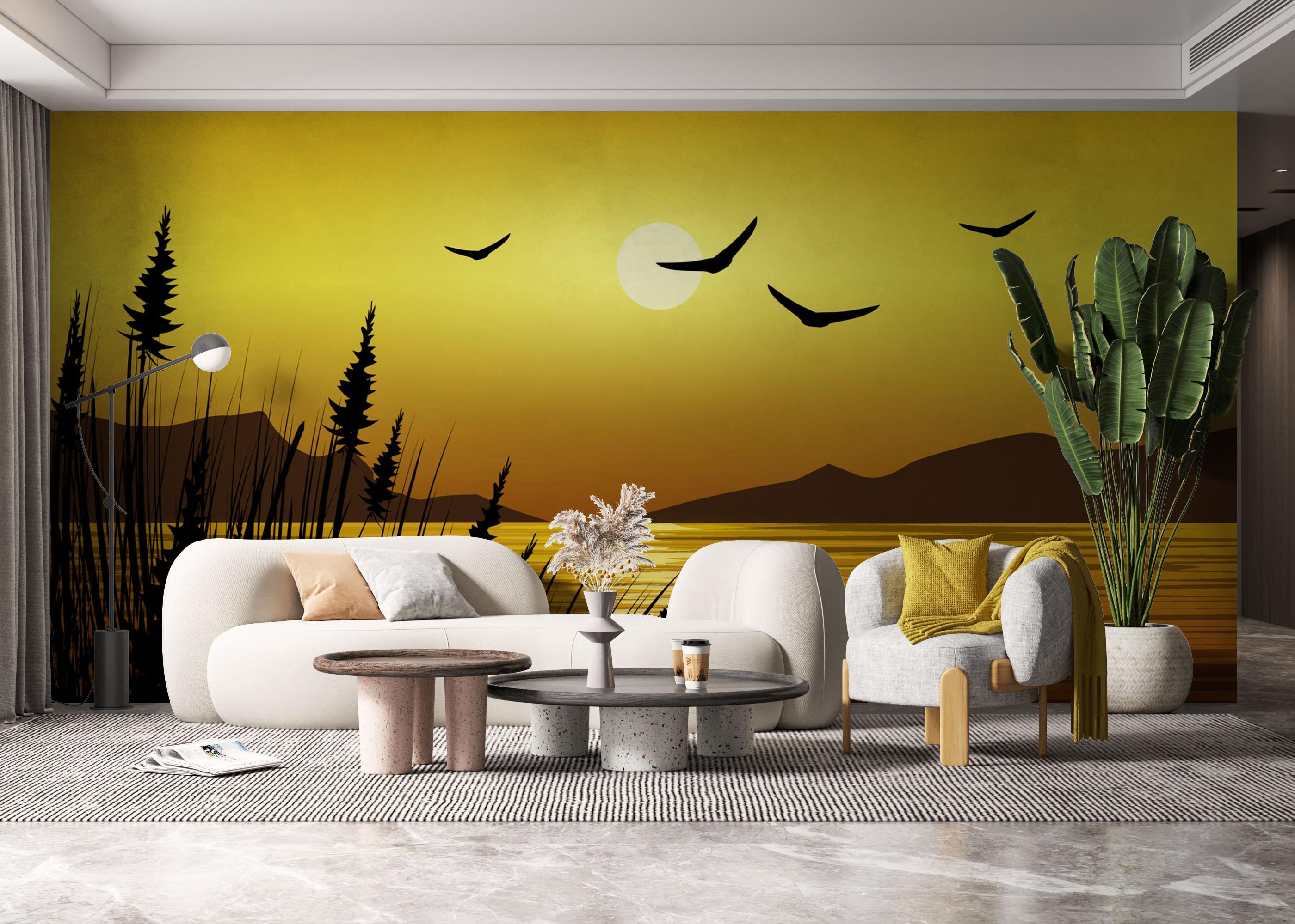 Fototapete Yellow Sky Plant mockup 6