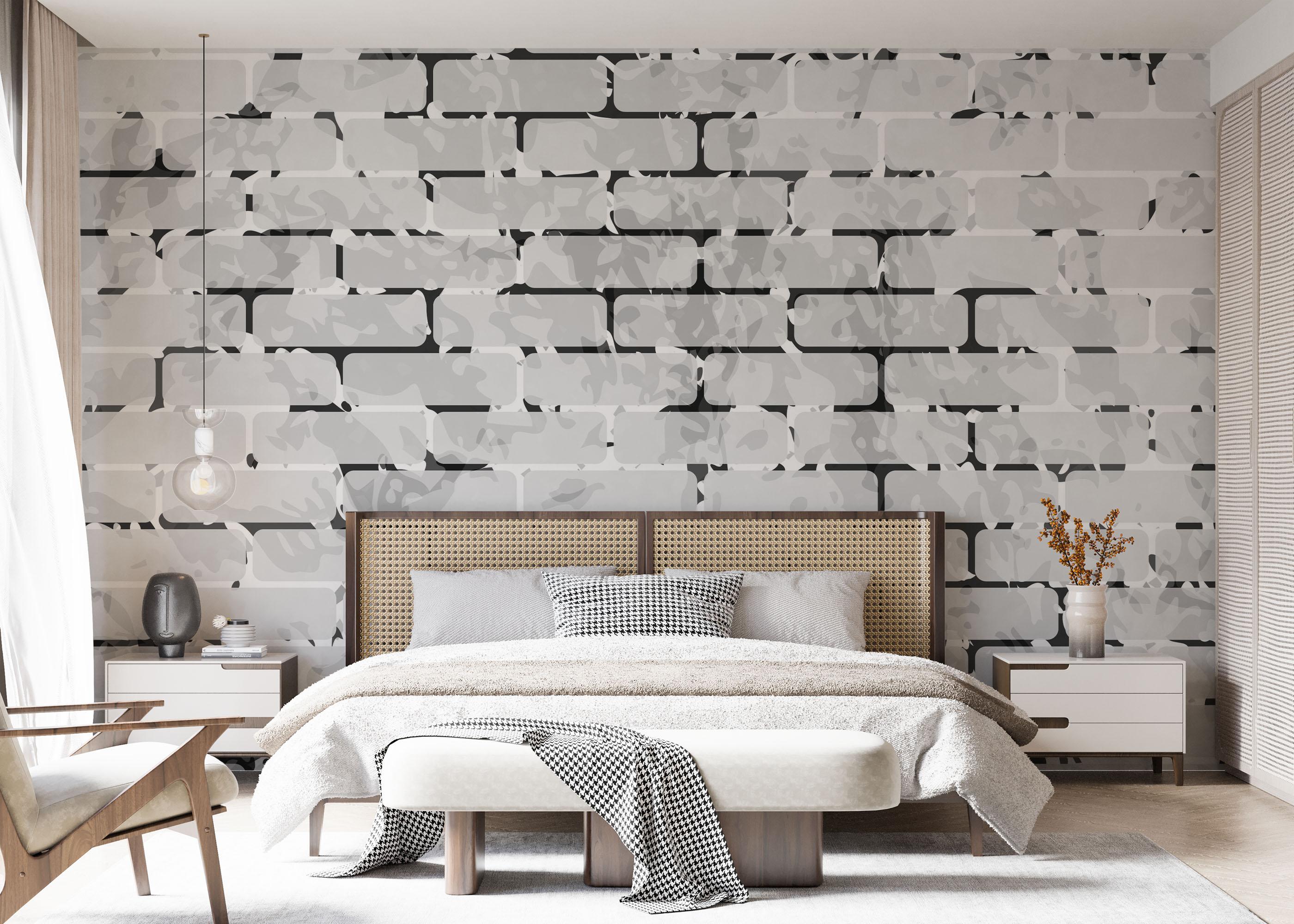 Fototapete Black Line Brick mockup 7