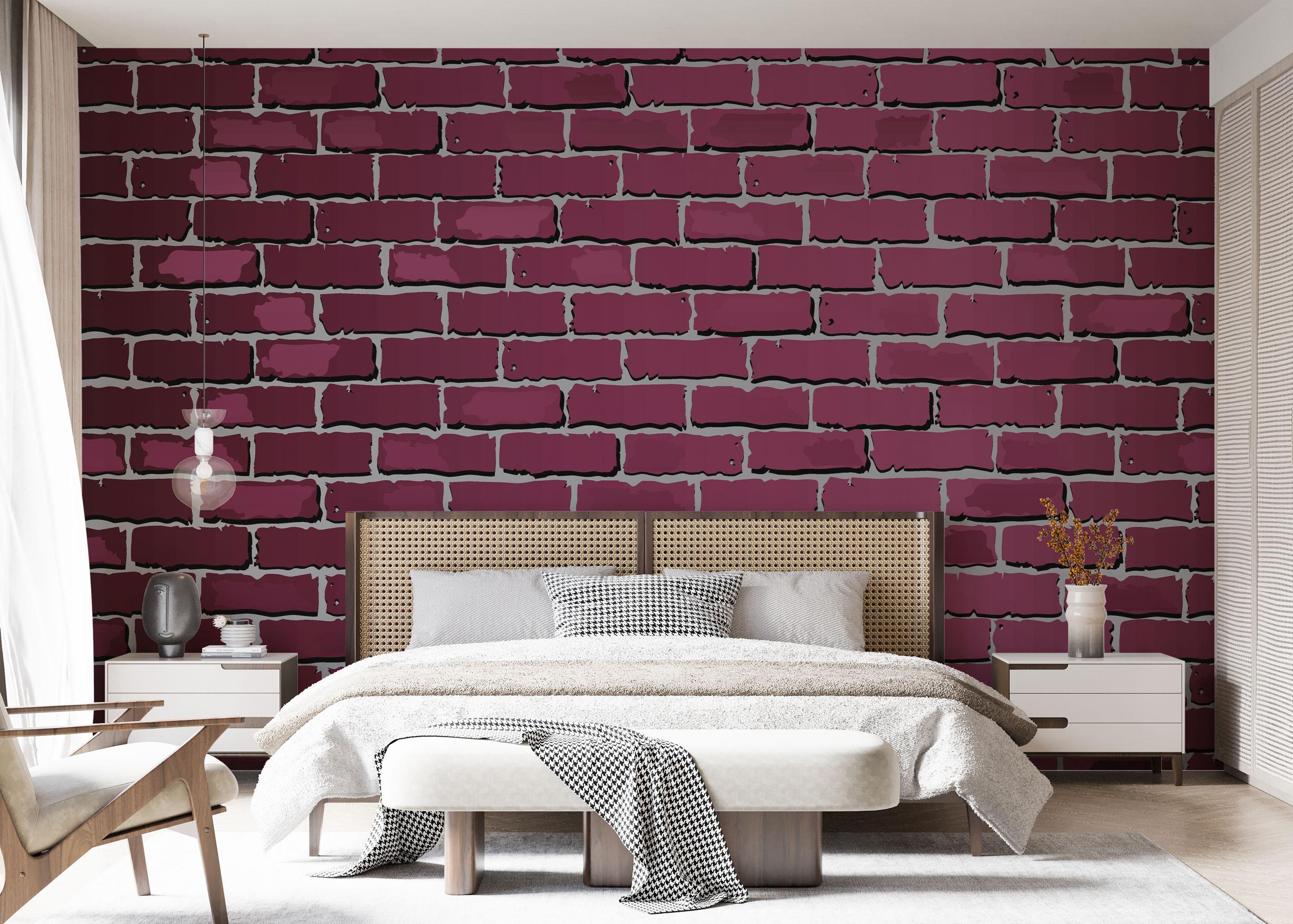 Fototapete Burgundy Color Brick mockup 7