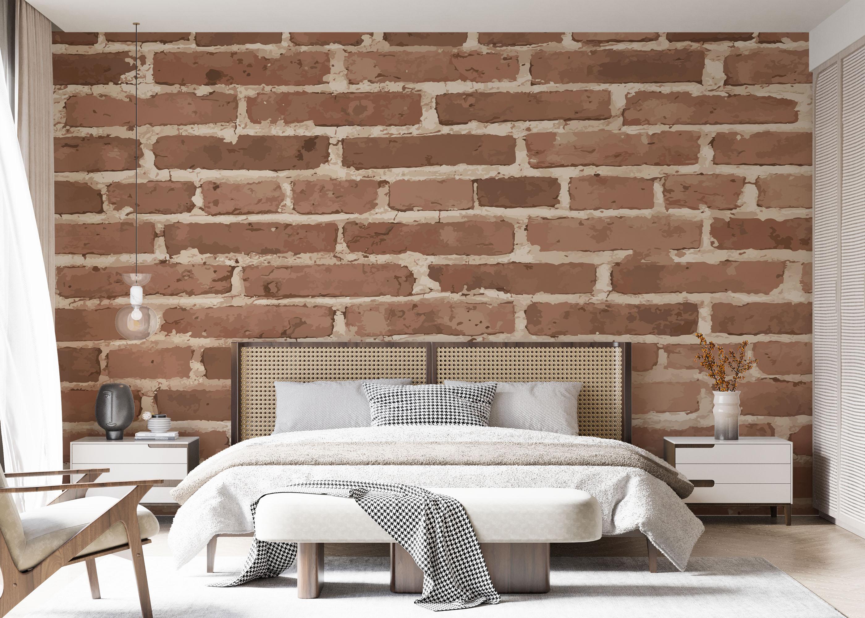 Fototapete Dark Cream Brick mockup 7