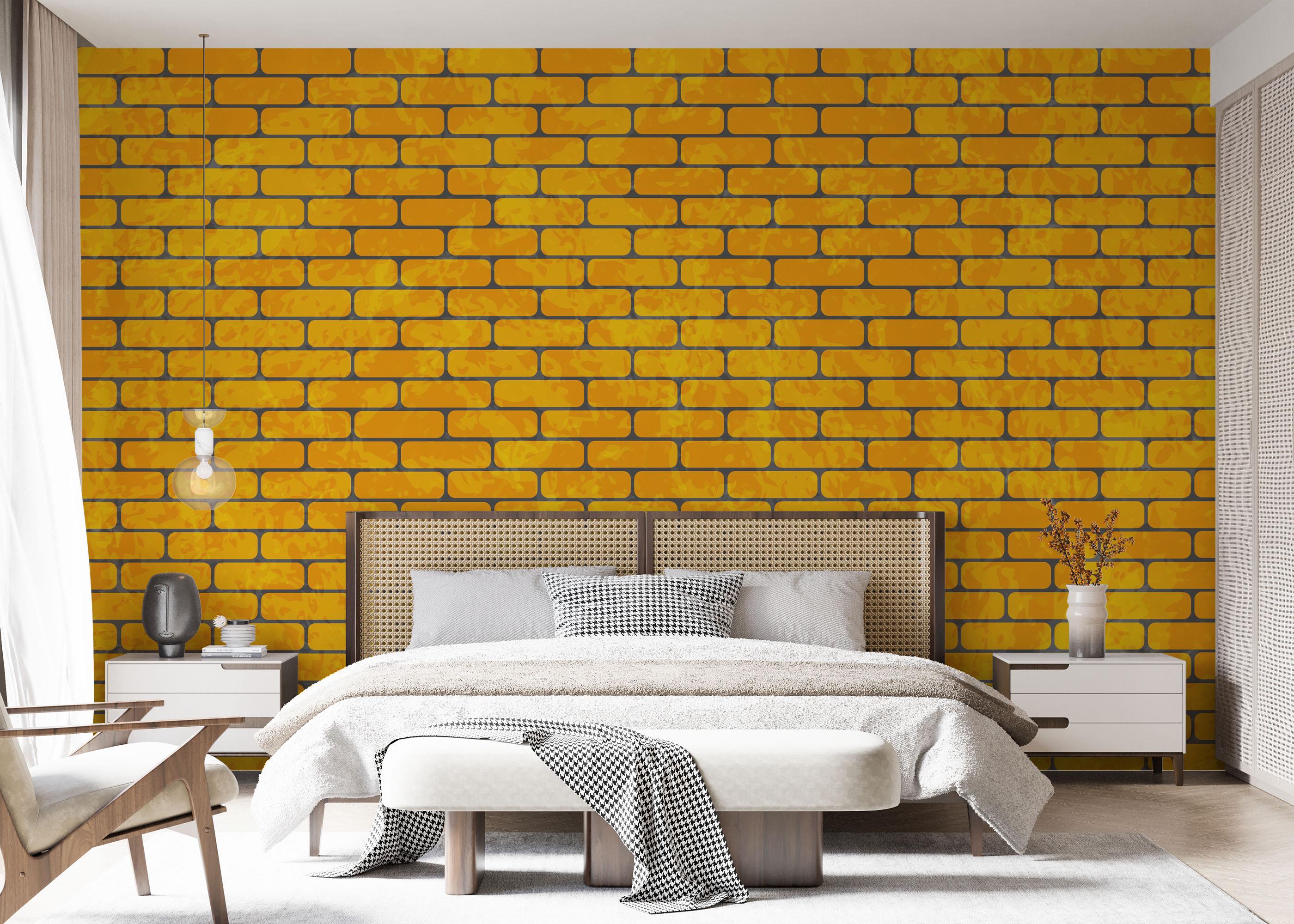 Fototapete Gold Color Brick mockup 7
