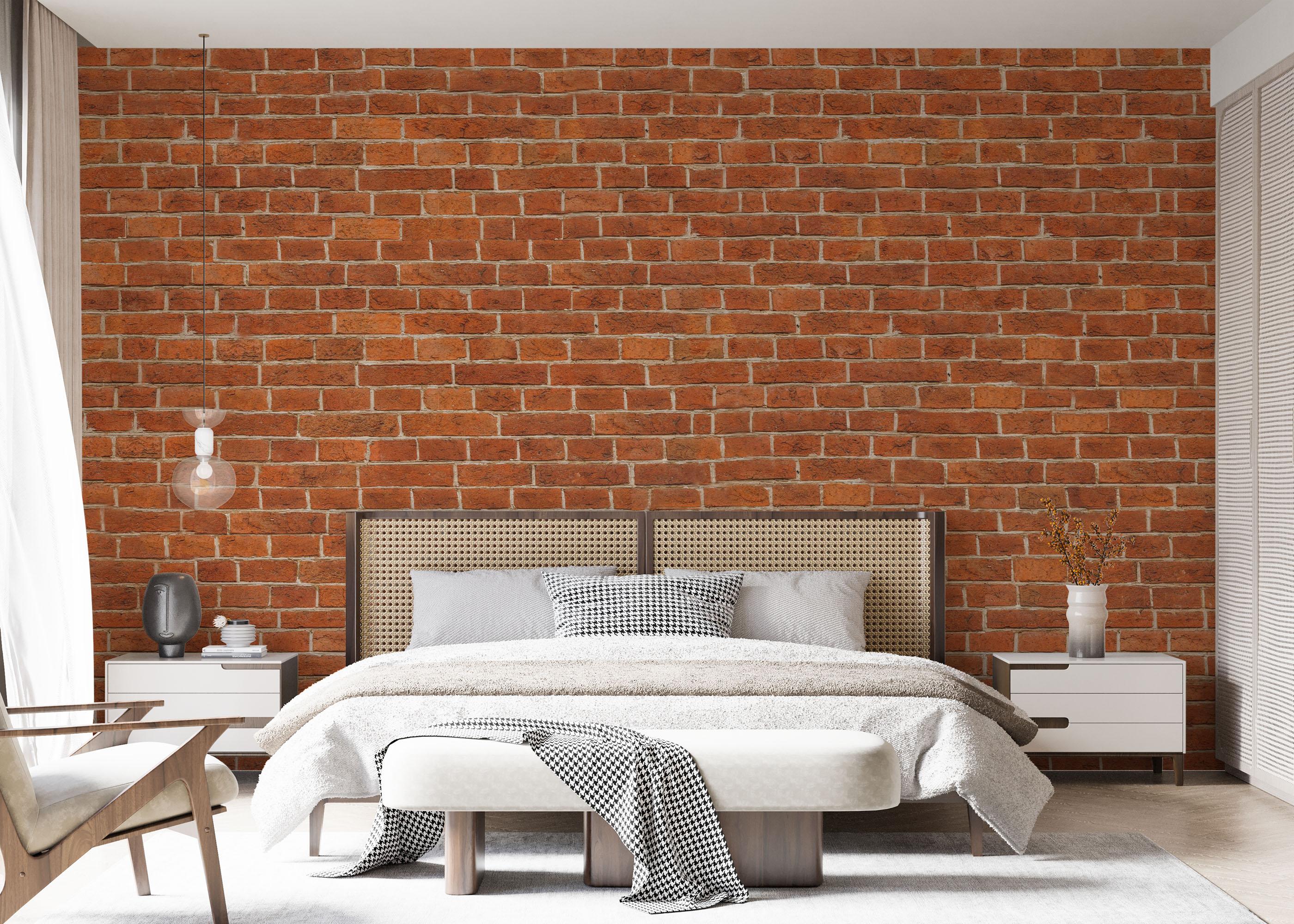 Fototapete Orange Brick Wall mockup 7