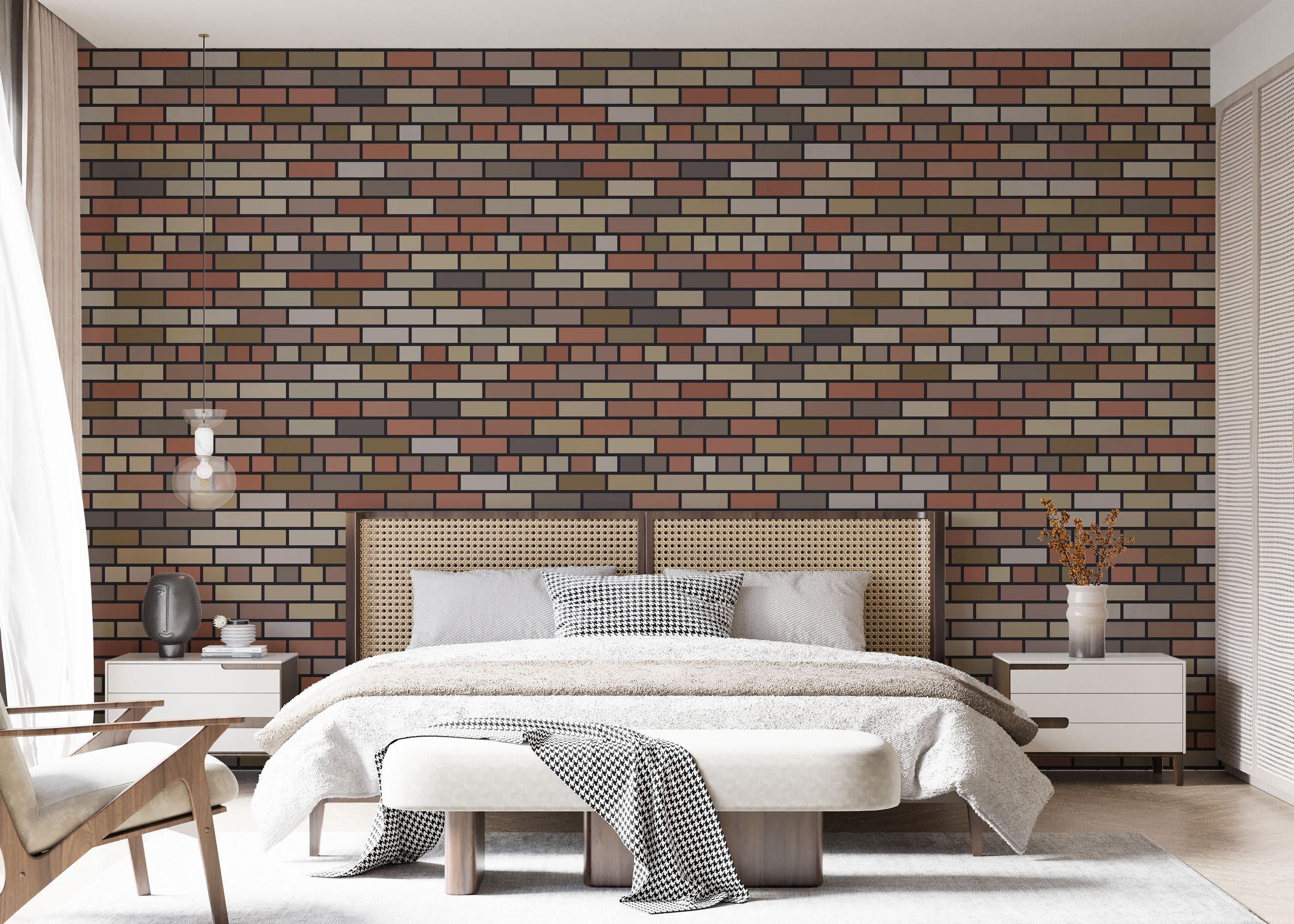 Fototapete Small Brown Brick mockup 7