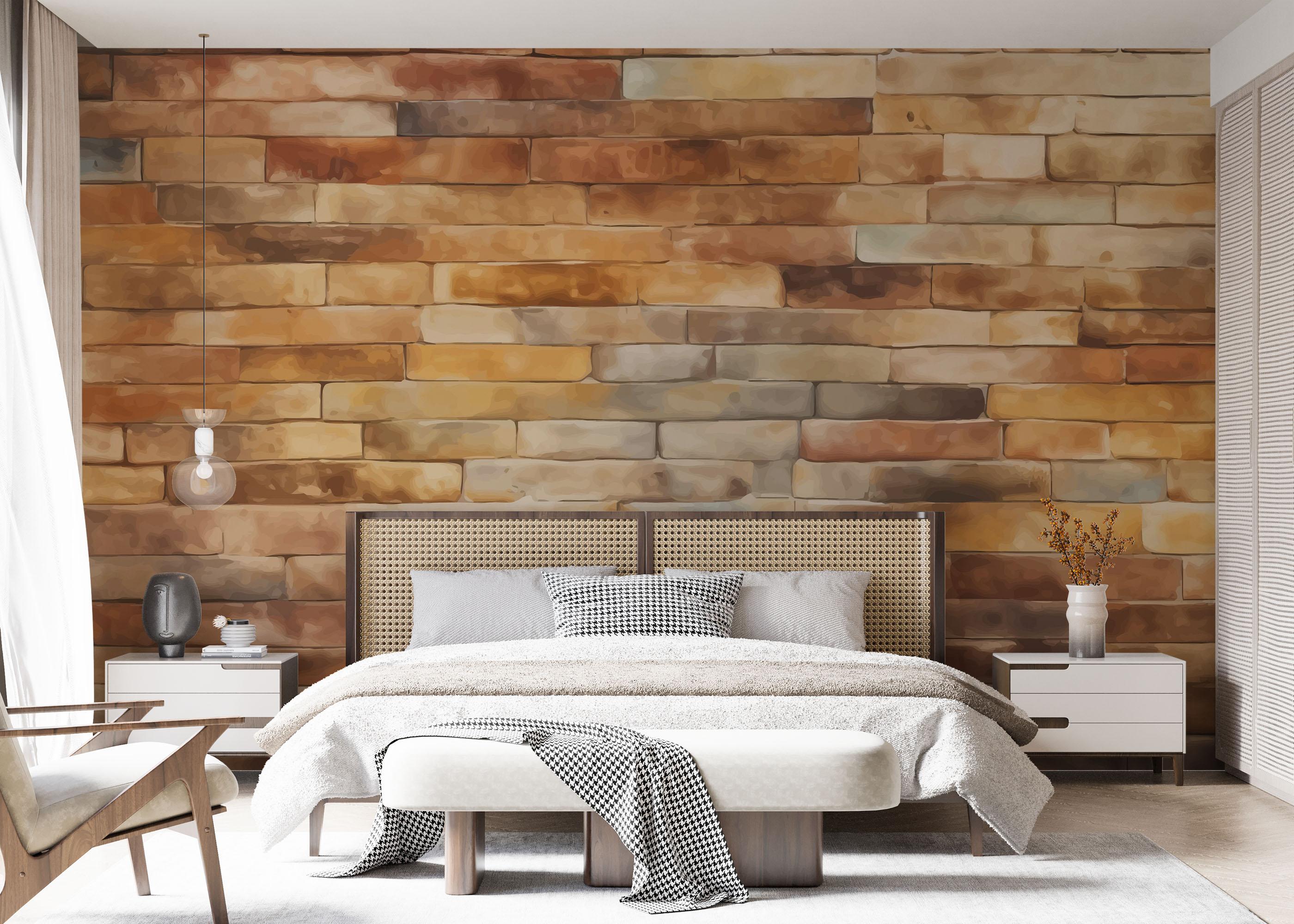 Fototapete Yellow Light Brick mockup 7