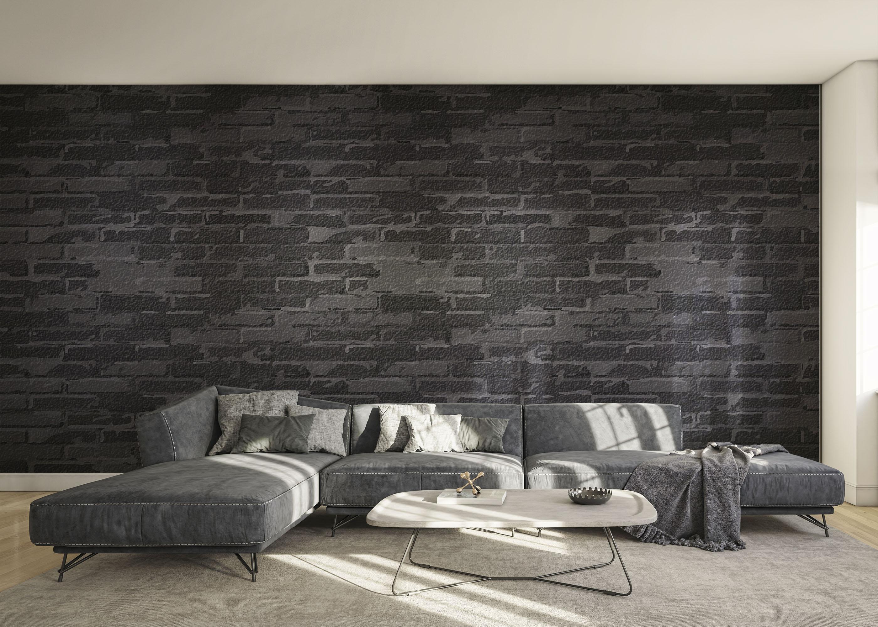 Fototapete Black Grey Brick Wall mockup 0