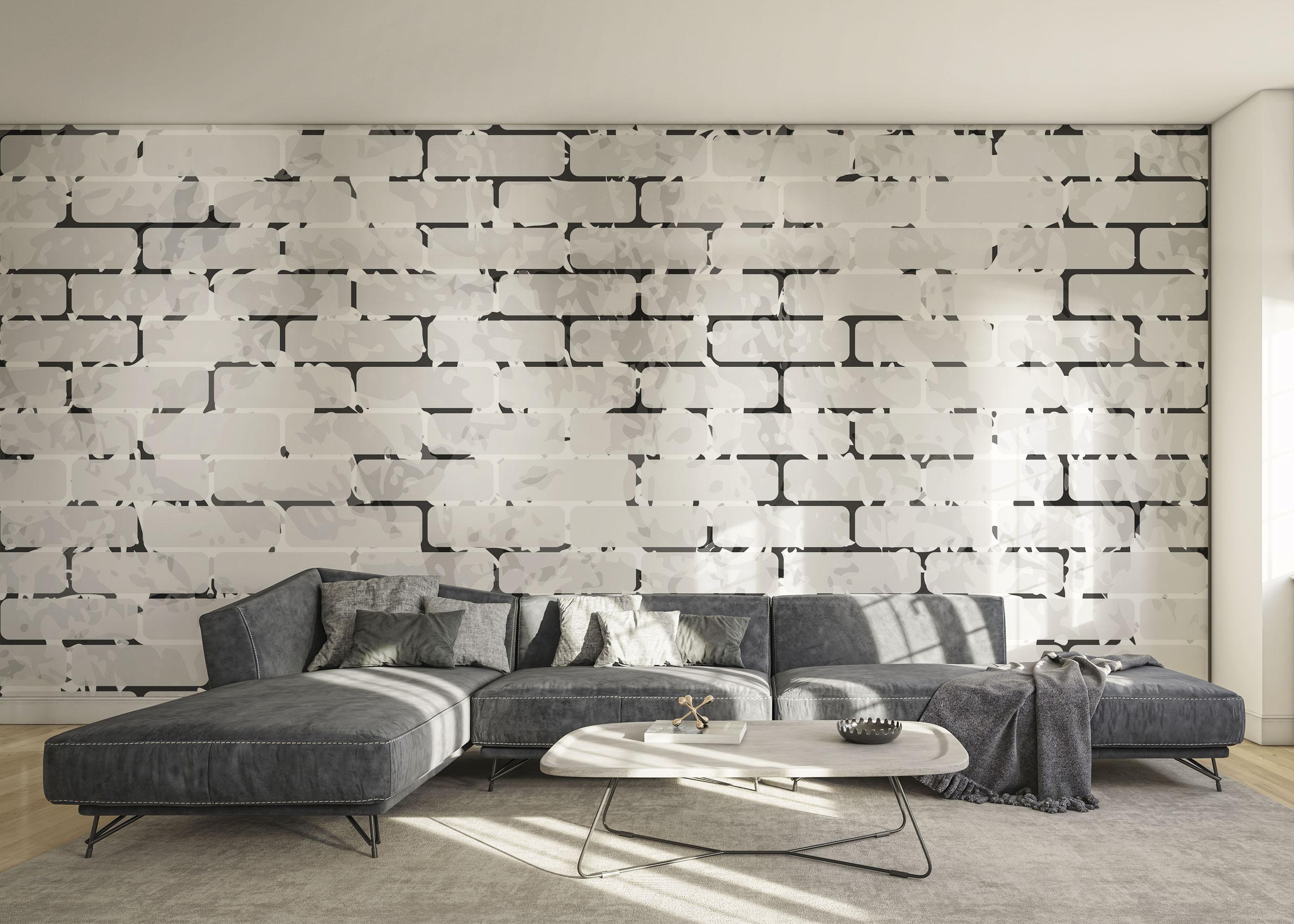 Fototapete Black Line Brick mockup 0