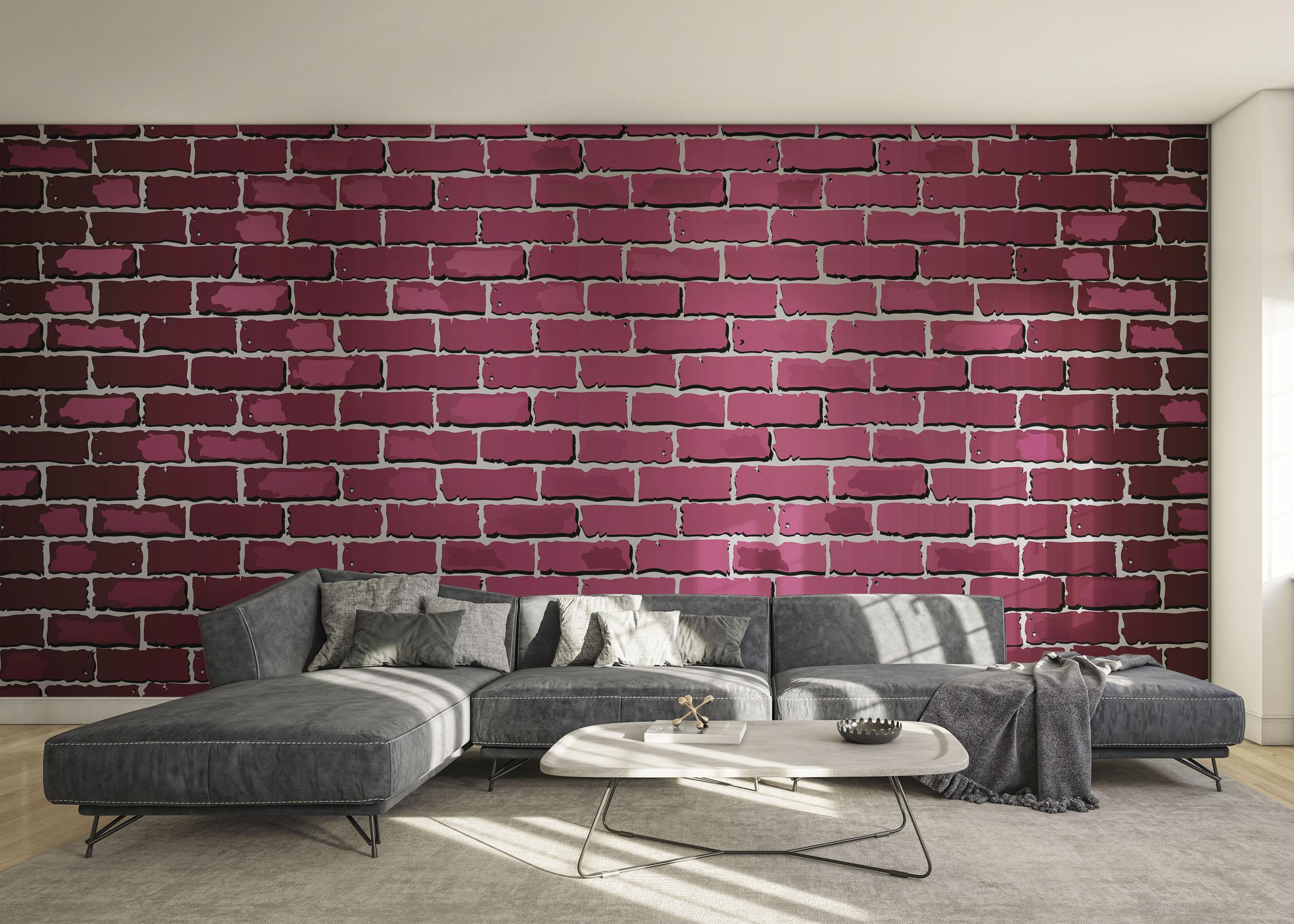 Fototapete Burgundy Color Brick mockup 0