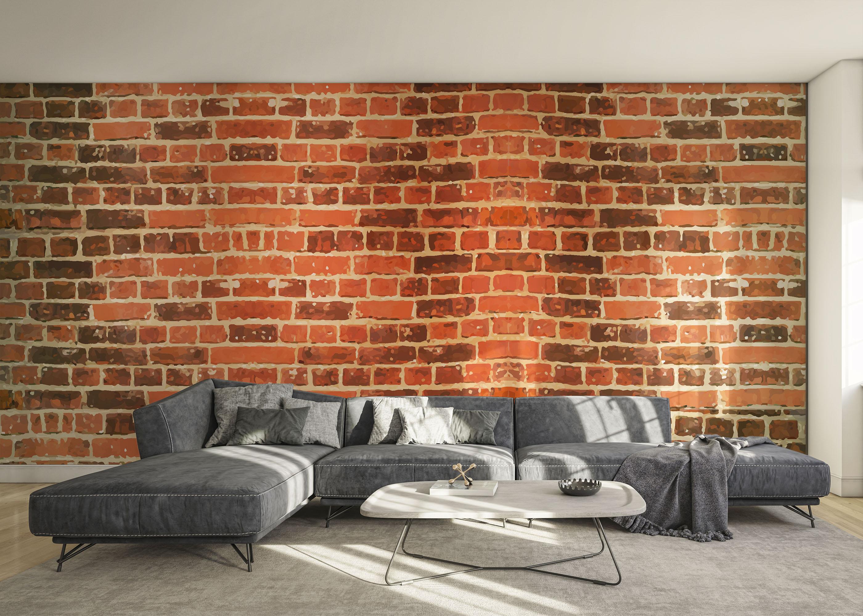 Fototapete Cool Orange Brick mockup 0