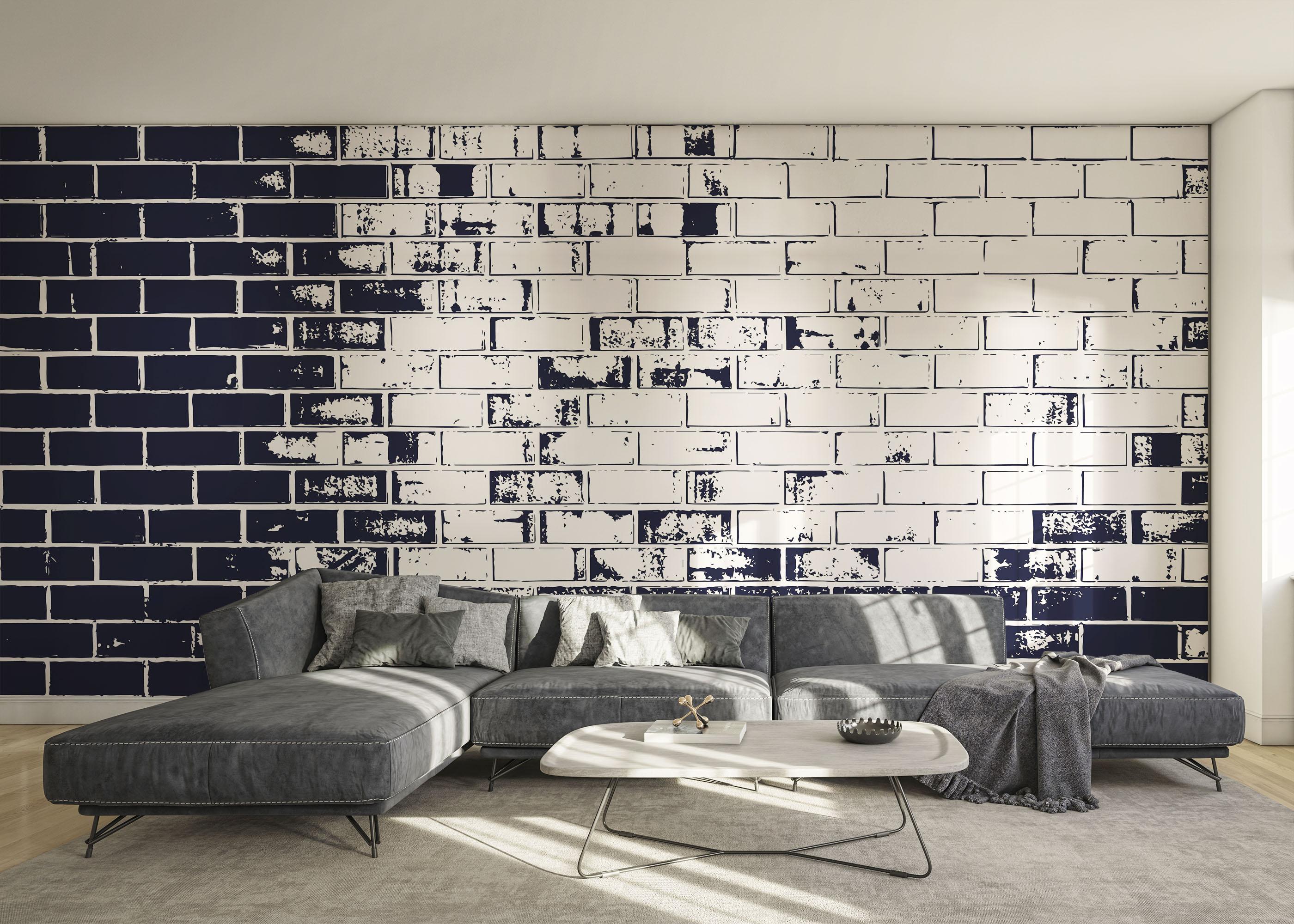 Fototapete Dark Blue Brick mockup 0