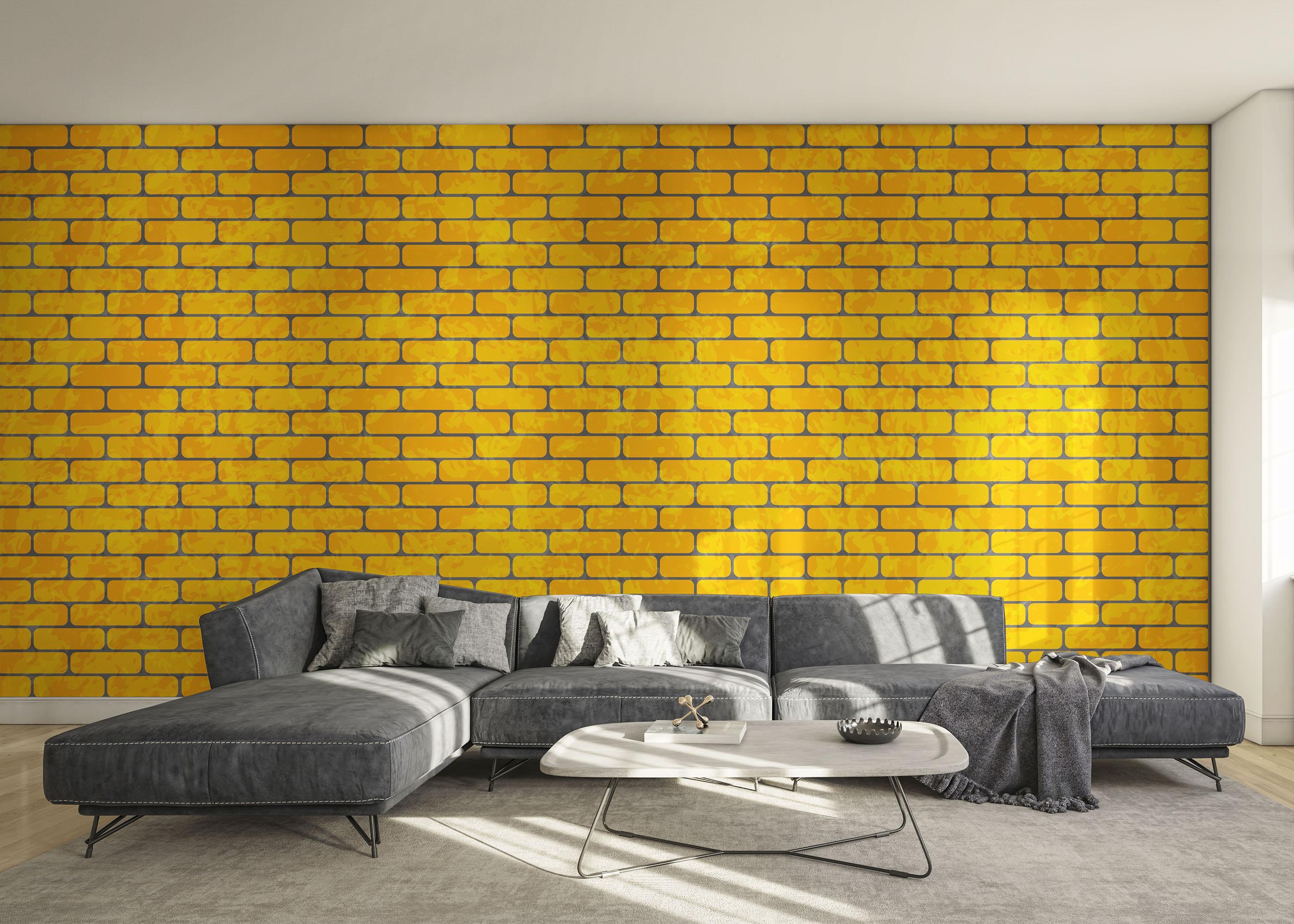 Fototapete Gold Color Brick mockup 0