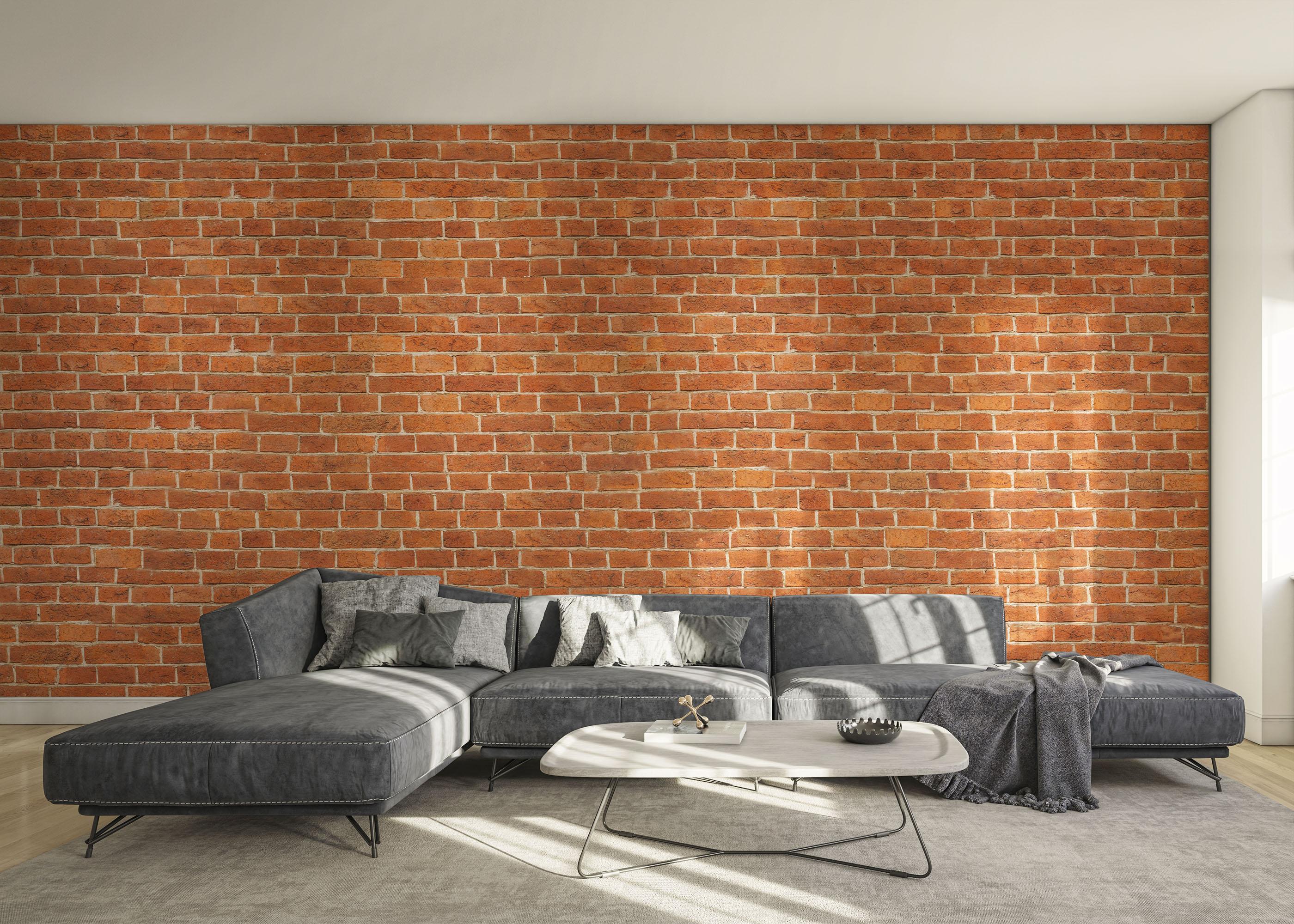 Fototapete Orange Brick Wall mockup 0
