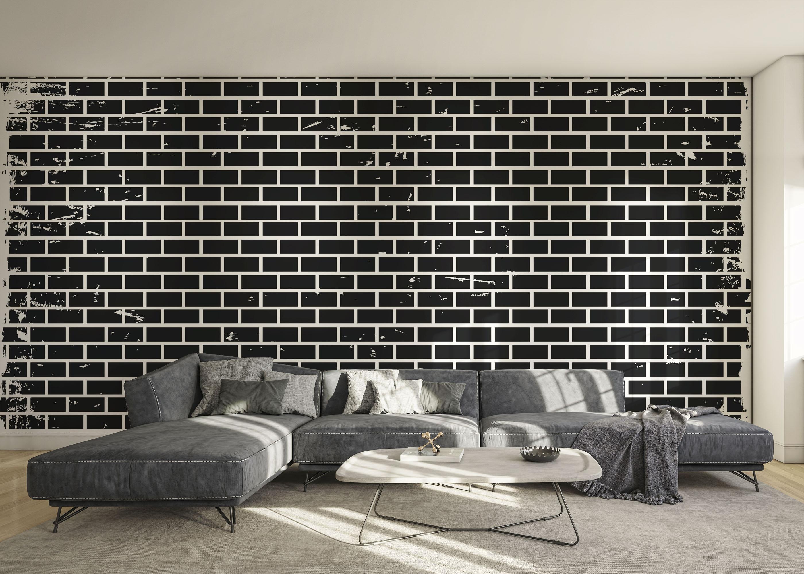 Fototapete Small Black Brick mockup 0