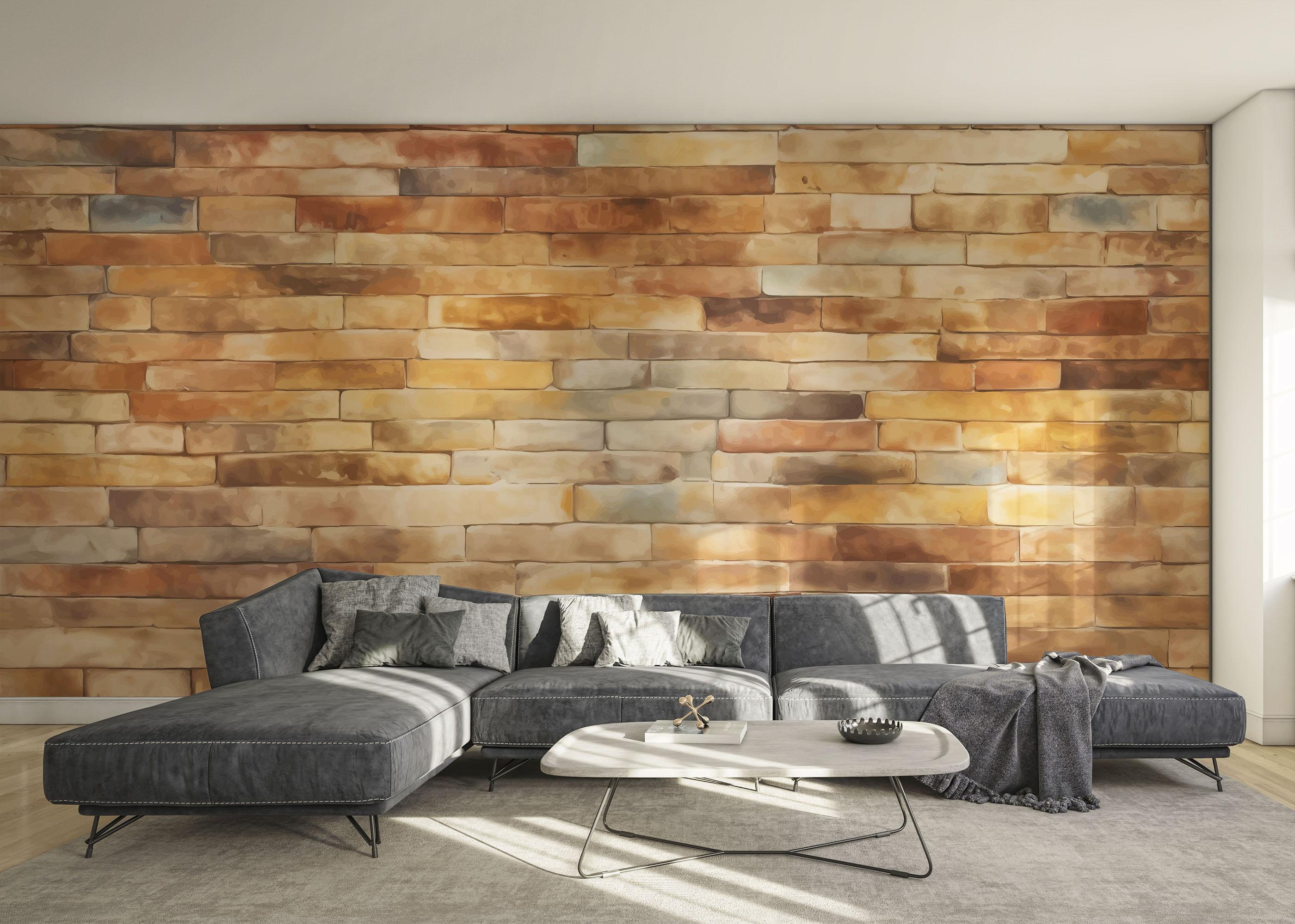 Fototapete Yellow Light Brick mockup 0