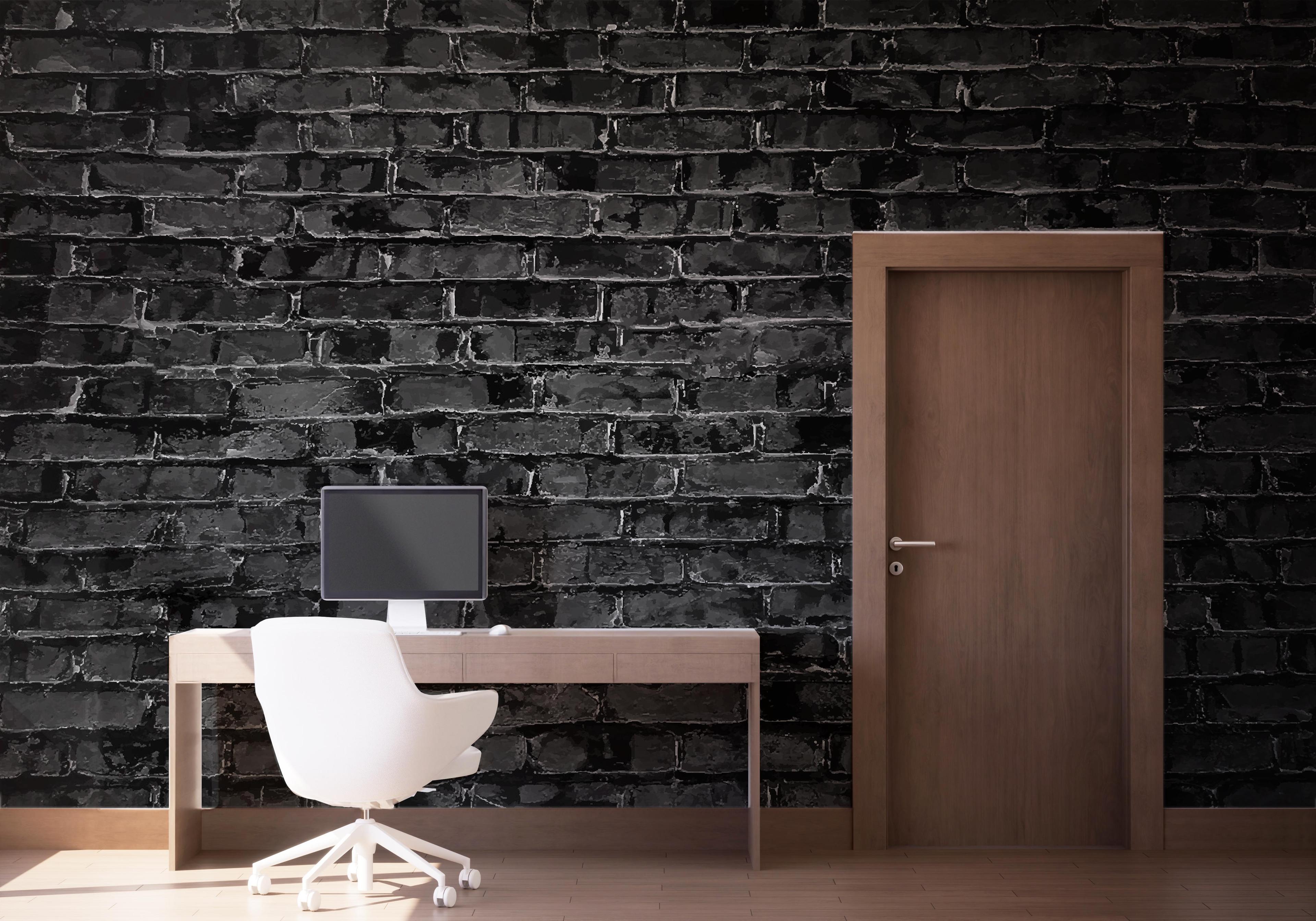 Fototapete Black Color Brick mockup 1