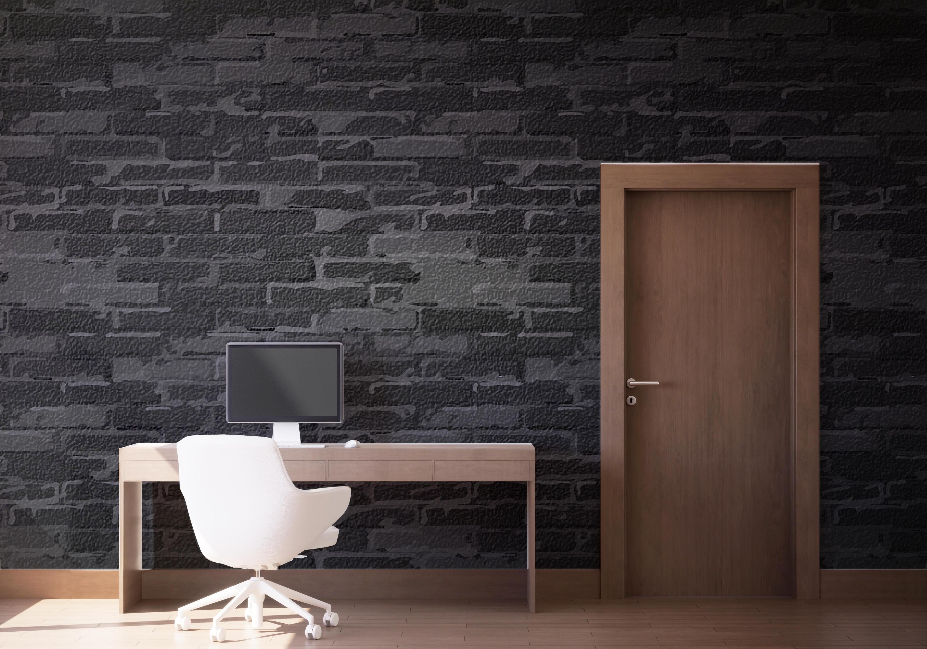 Fototapete Black Grey Brick Wall mockup 1