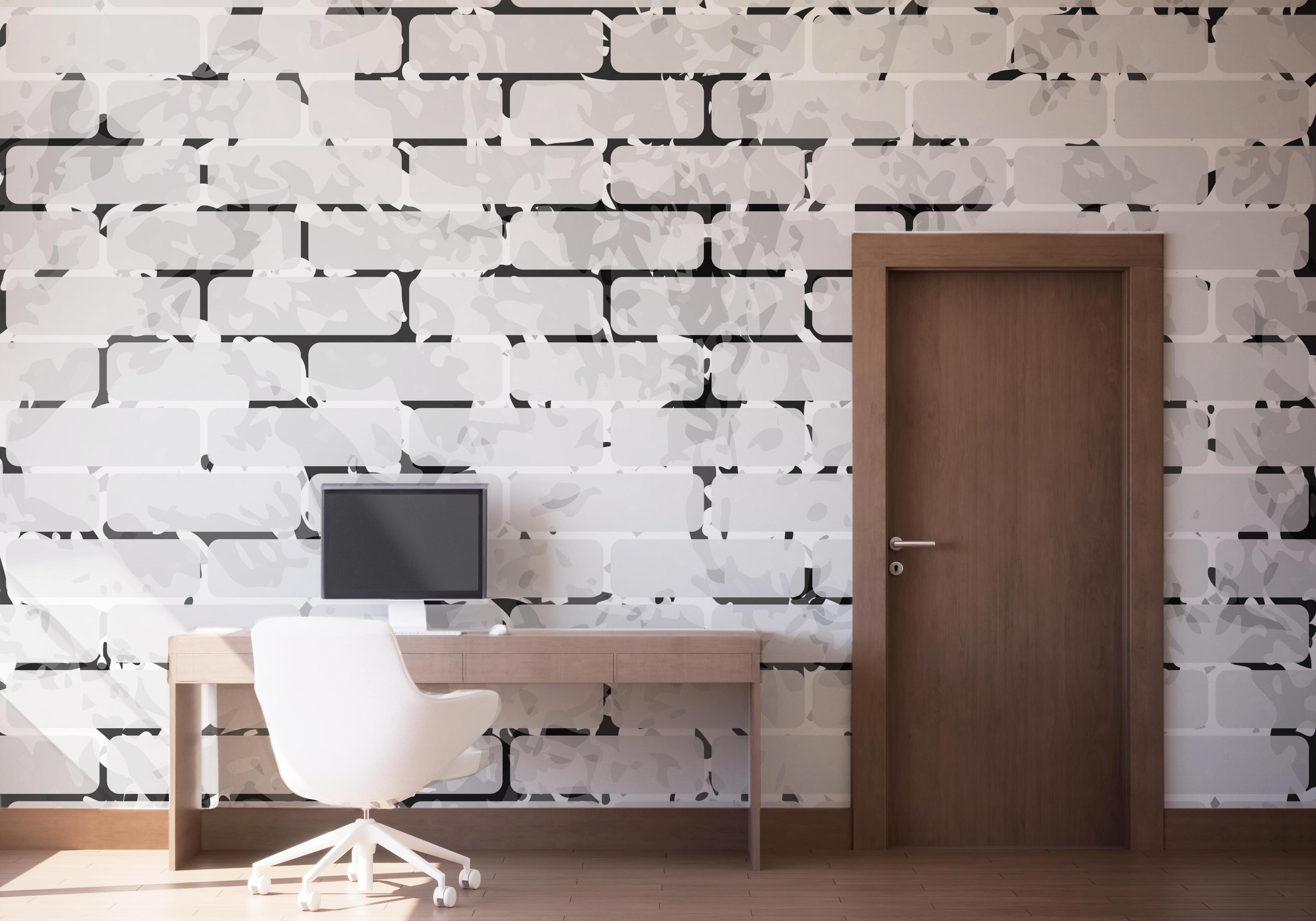 Fototapete Black Line Brick mockup 1