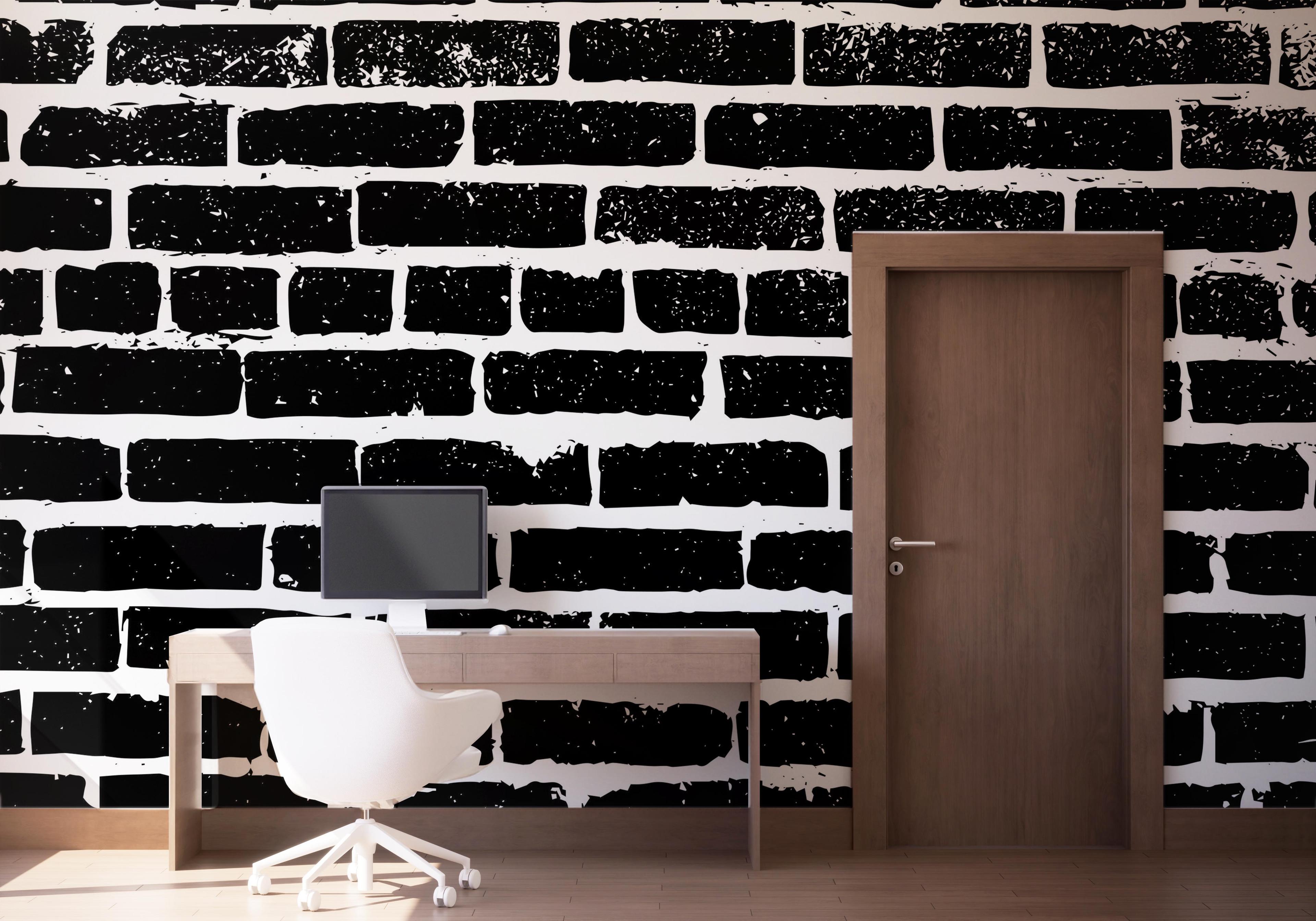 Fototapete Brick White Spray mockup 1