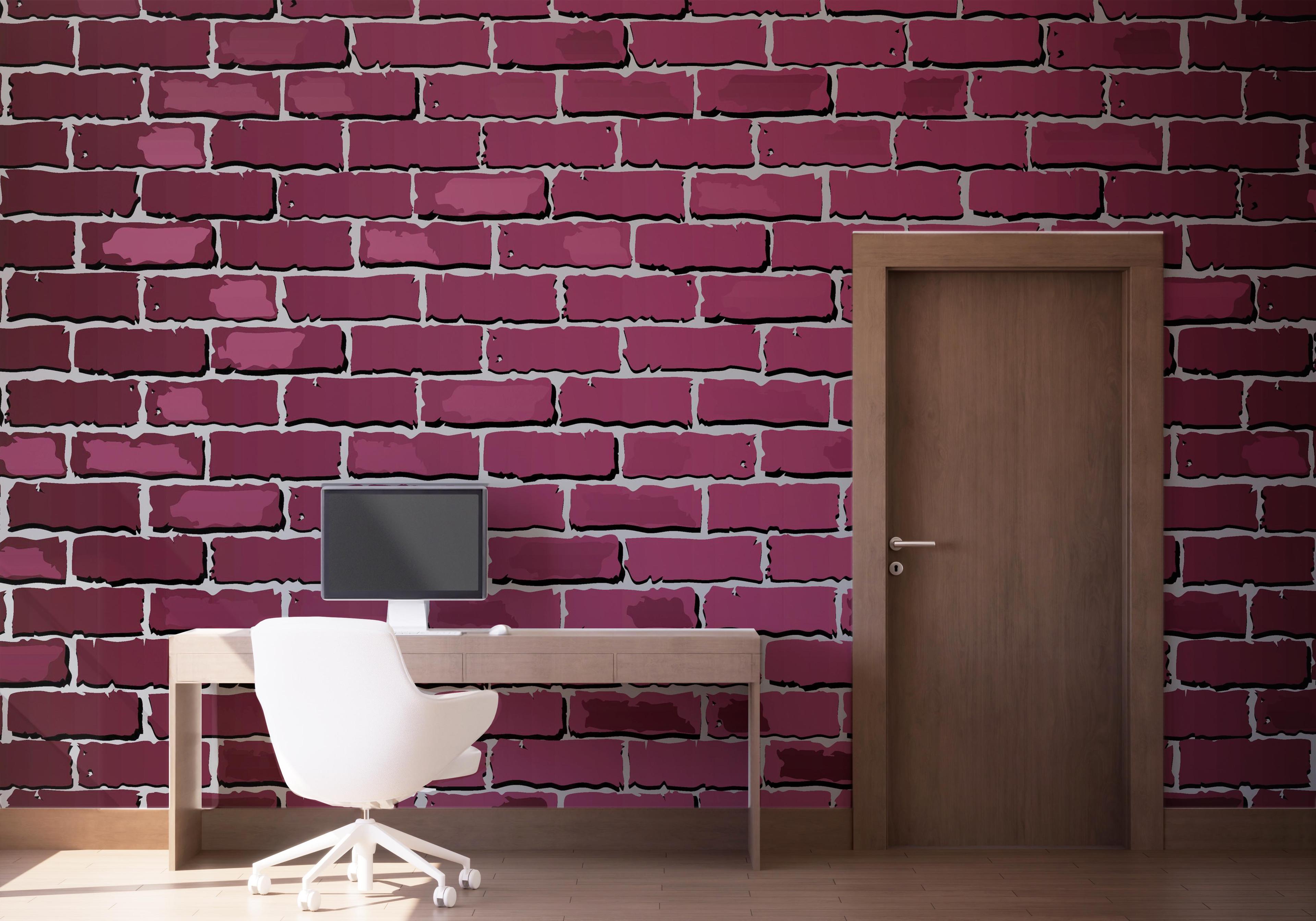 Fototapete Burgundy Color Brick mockup 1
