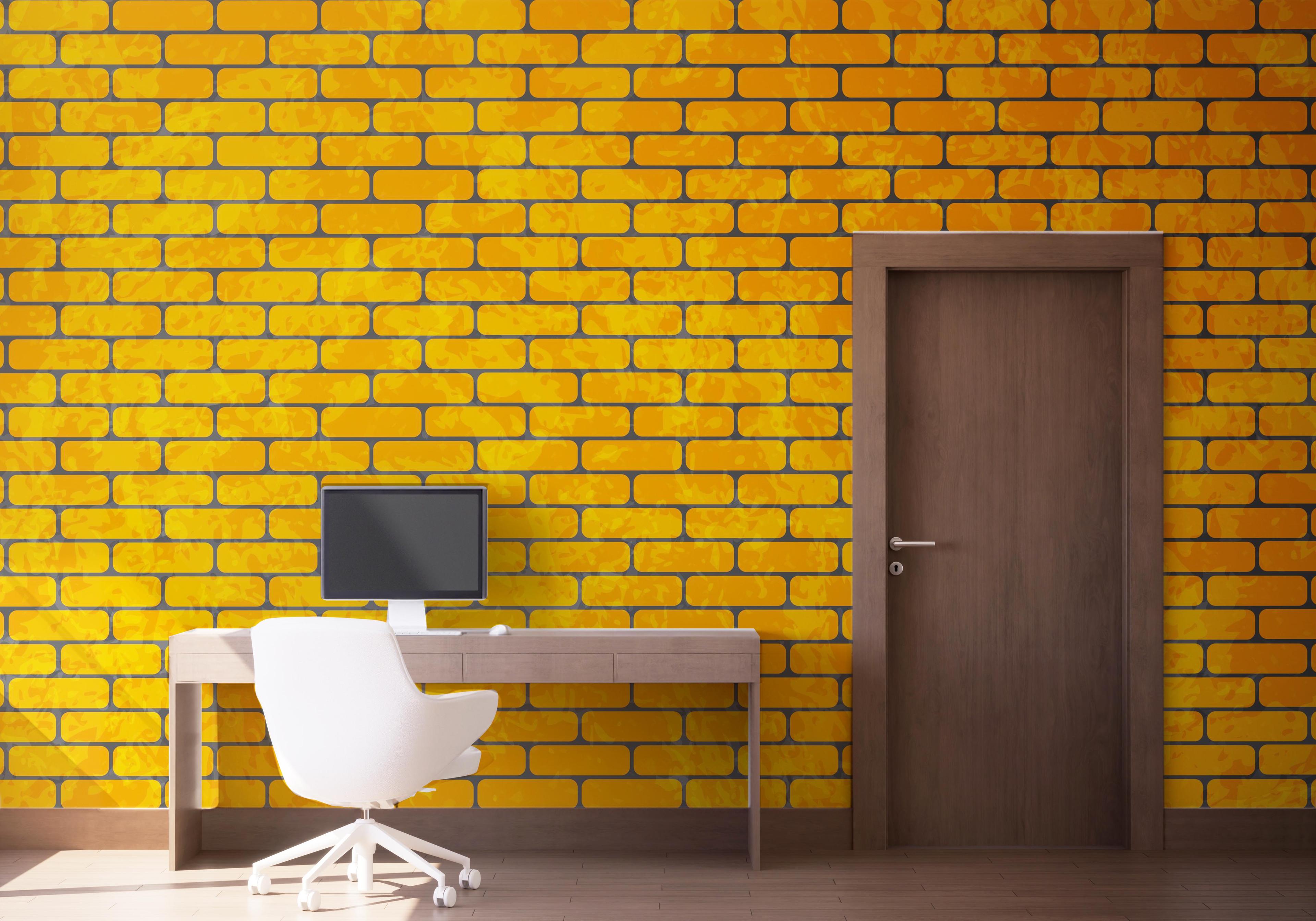 Fototapete Gold Color Brick mockup 1