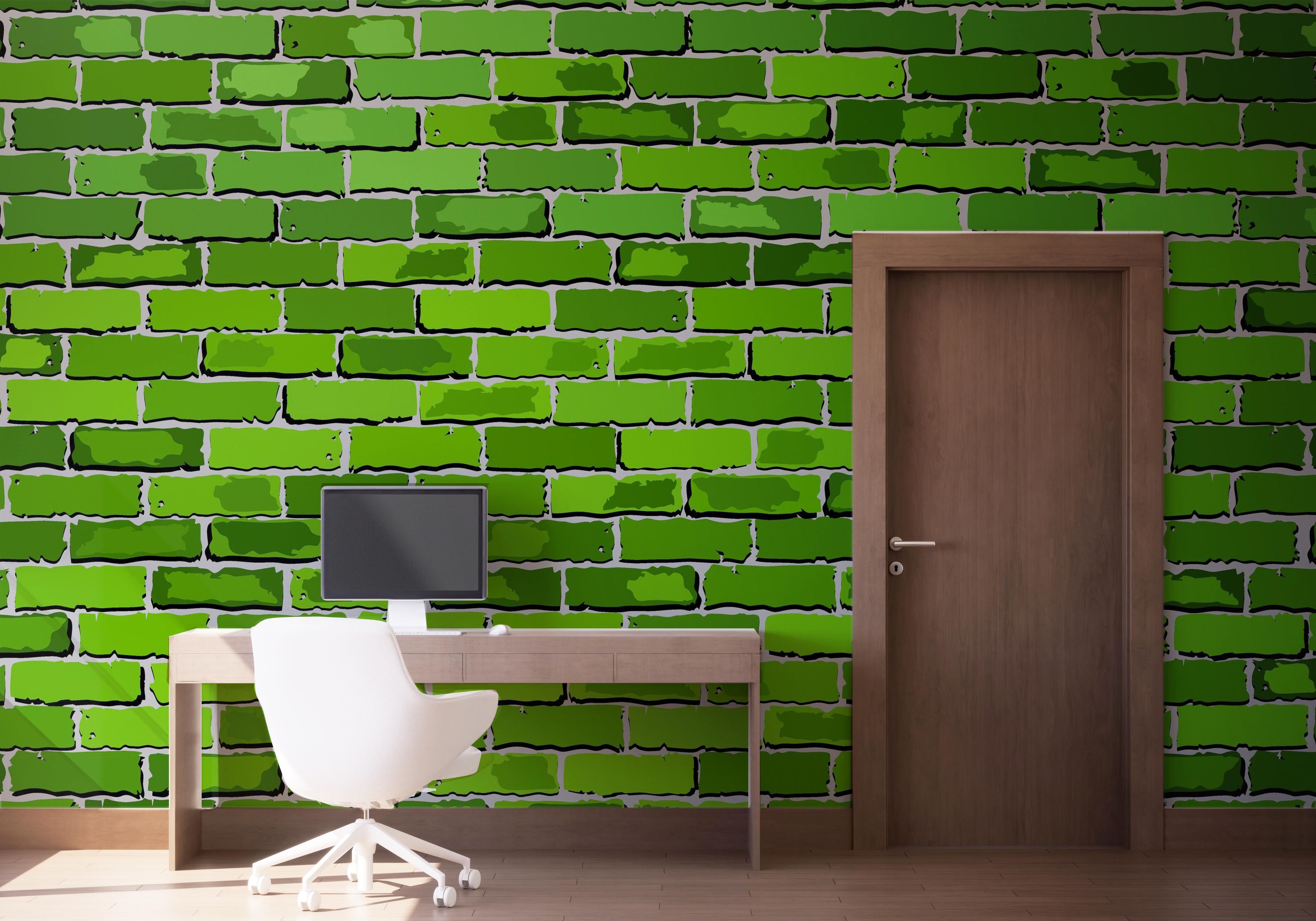 Green Color Brick mockup 1