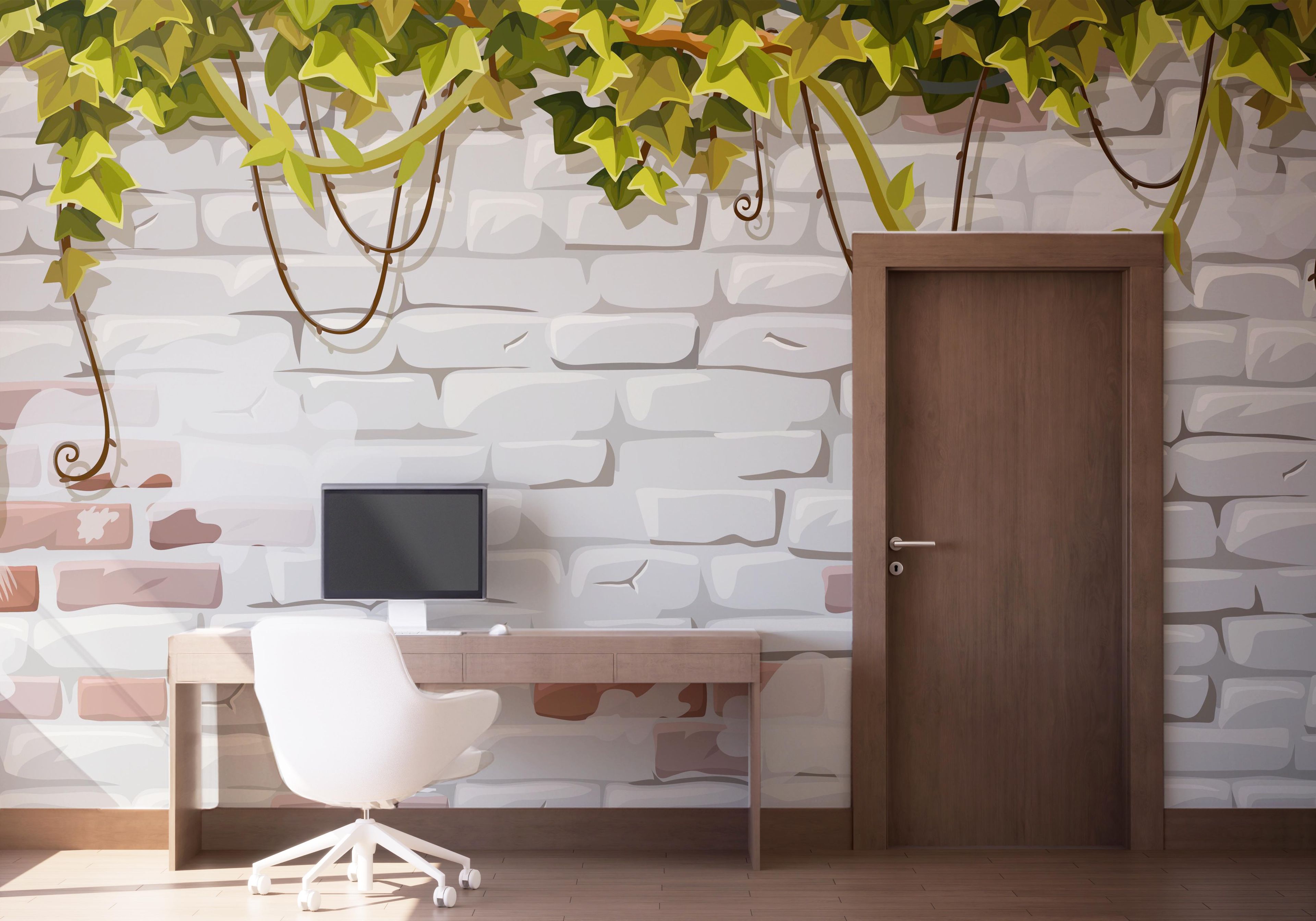Leaves White Brick mockup 1