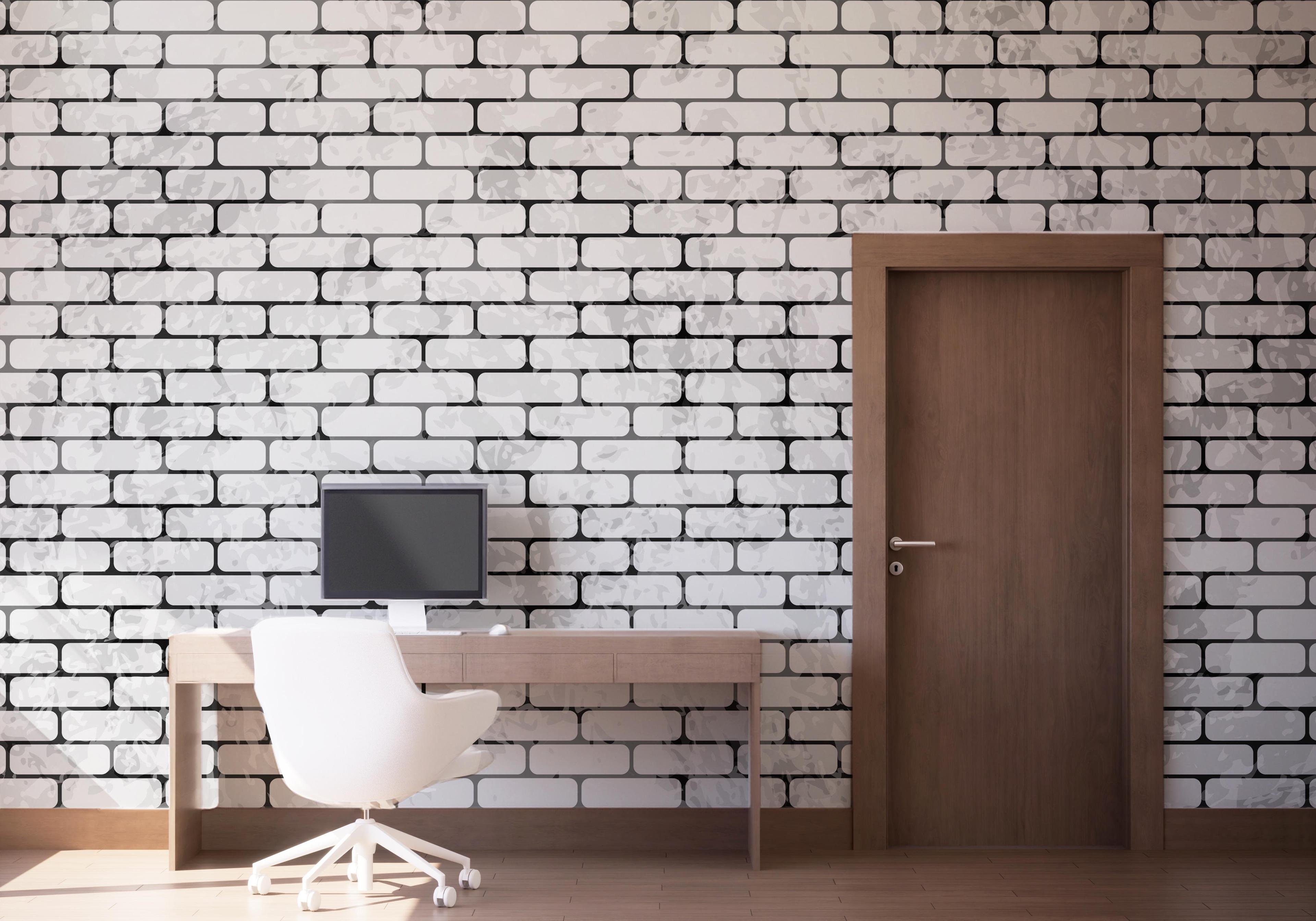Fototapete Light Brick Grey Wall mockup 1
