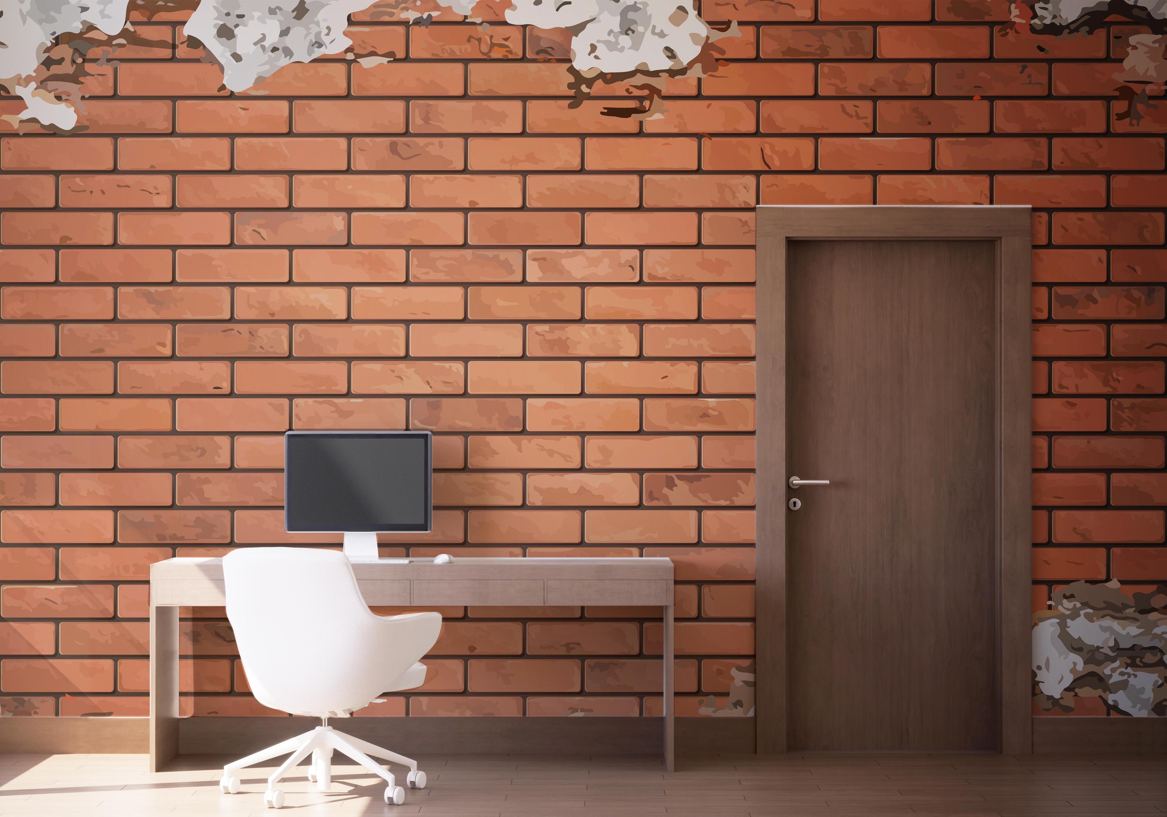 Fototapete Pretty Color Brick mockup 1