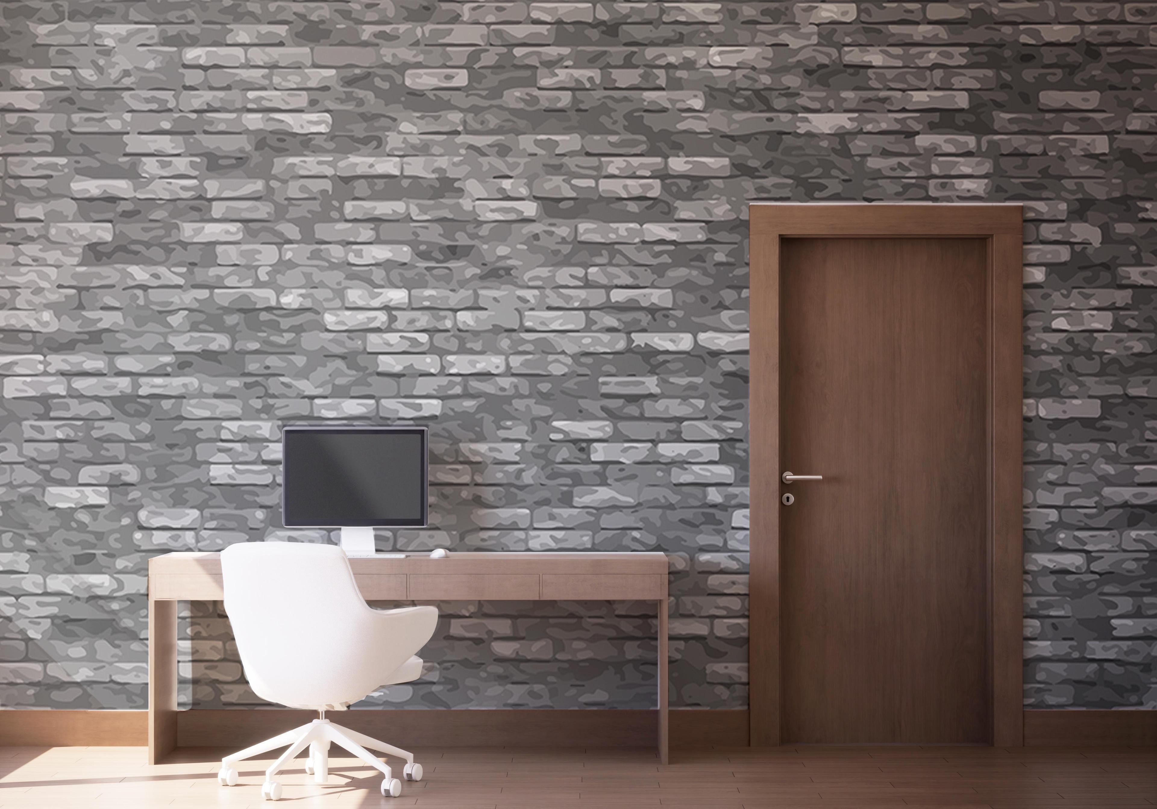 Fototapete Small Dark Grey Brick mockup 1