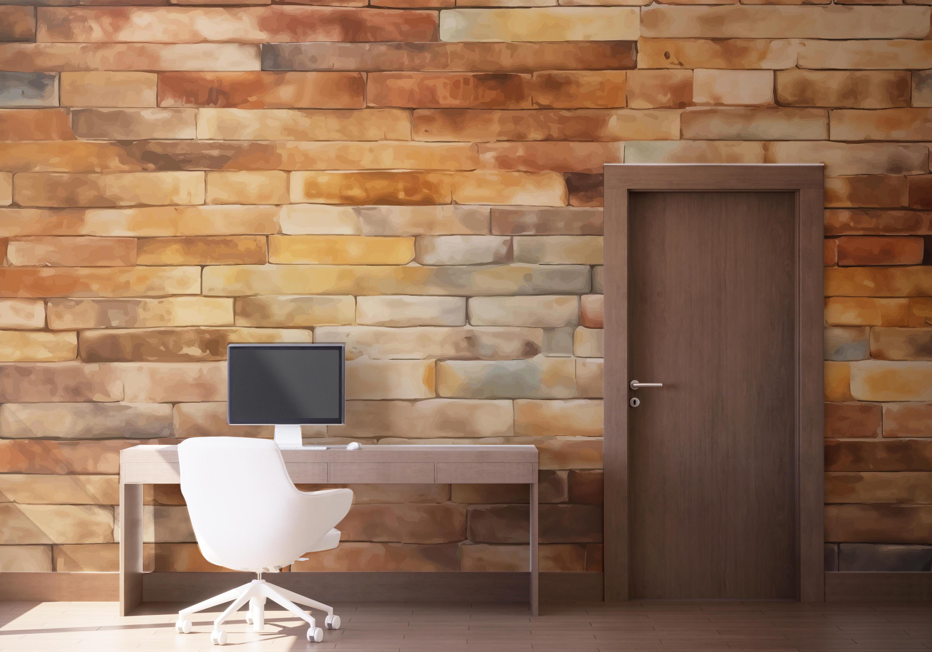 Fototapete Yellow Light Brick mockup 1