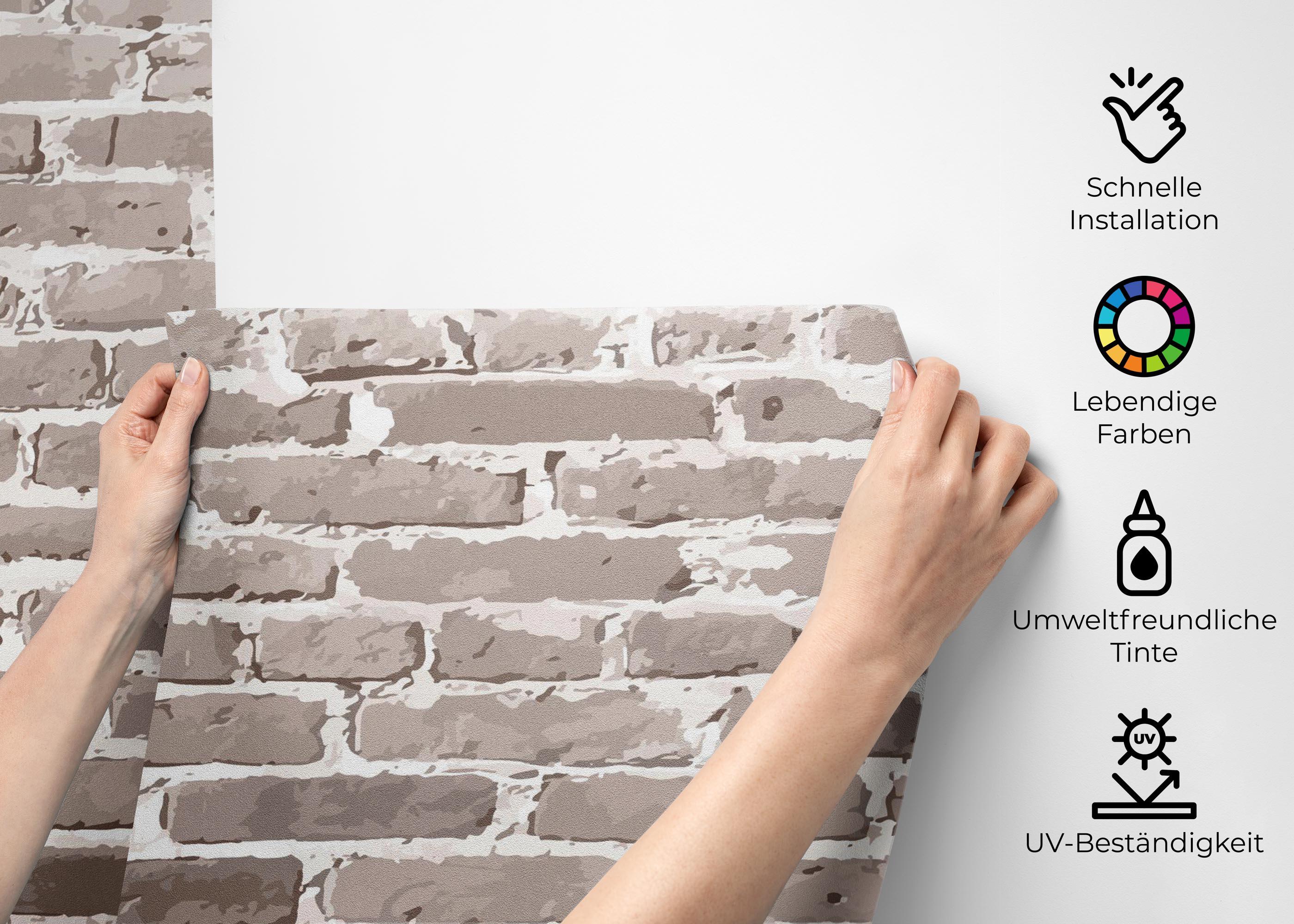 Fototapete Cream Long Brick mockup 2