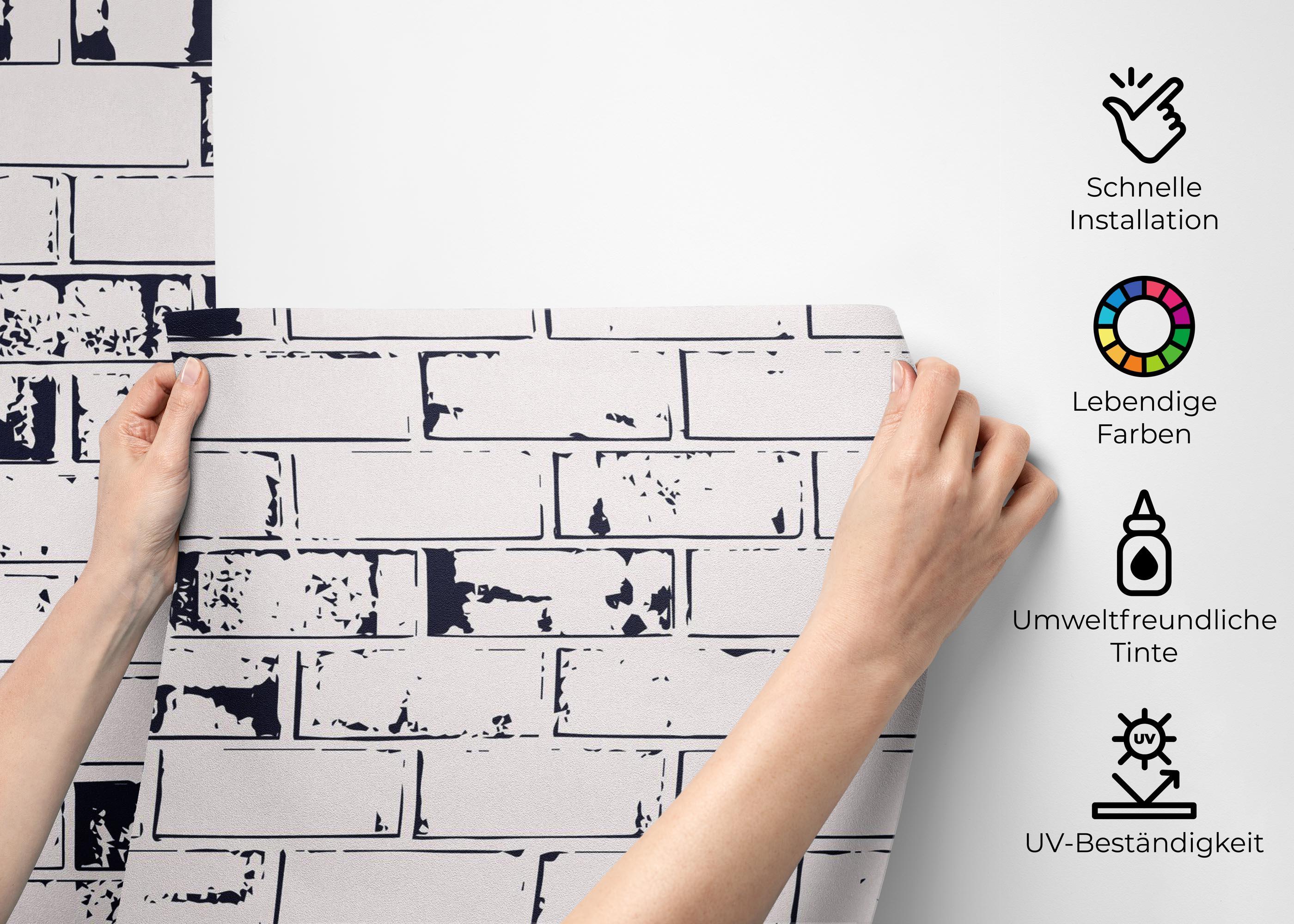 Fototapete Dark Blue Brick mockup 2