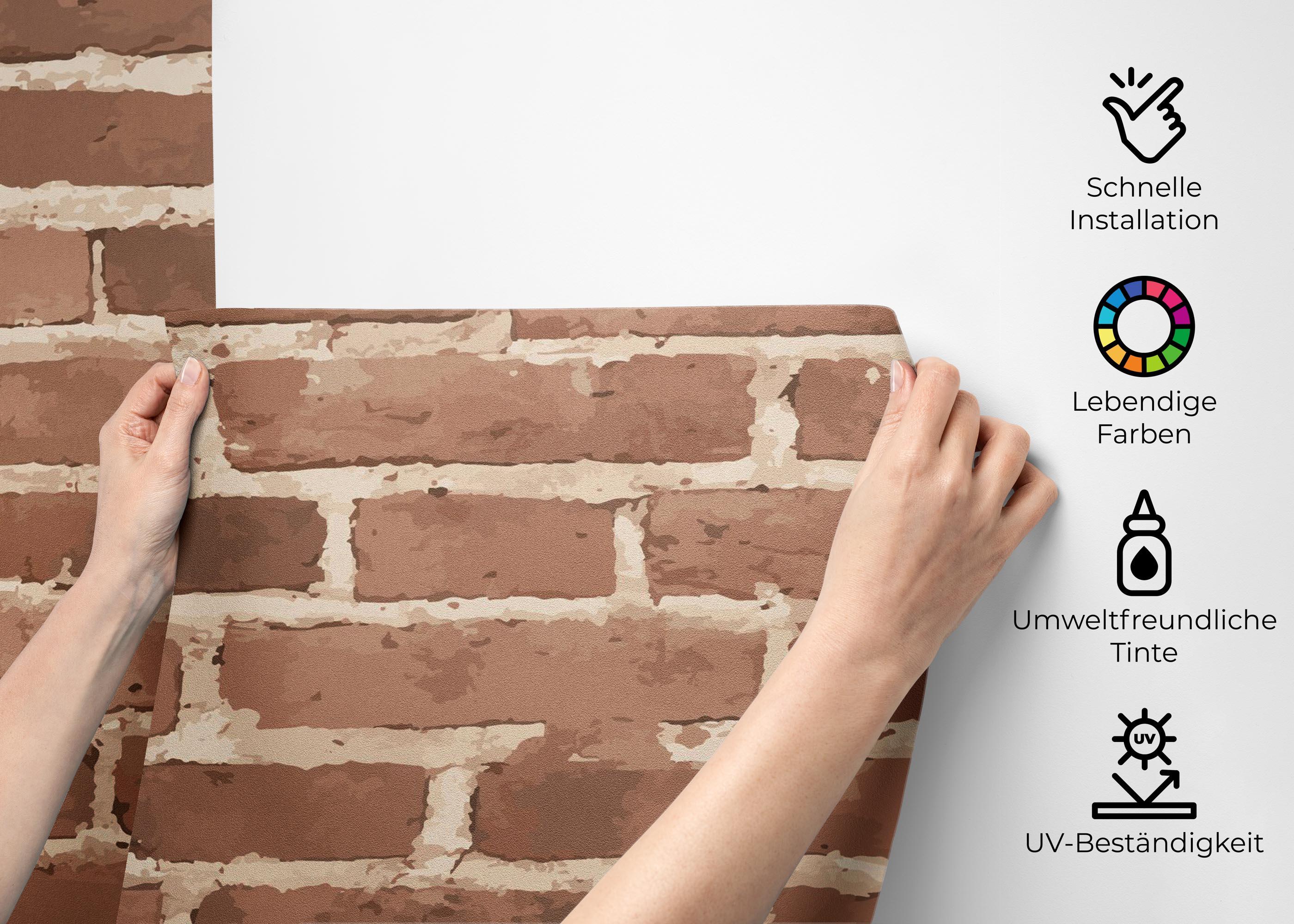 Fototapete Dark Cream Brick mockup 2