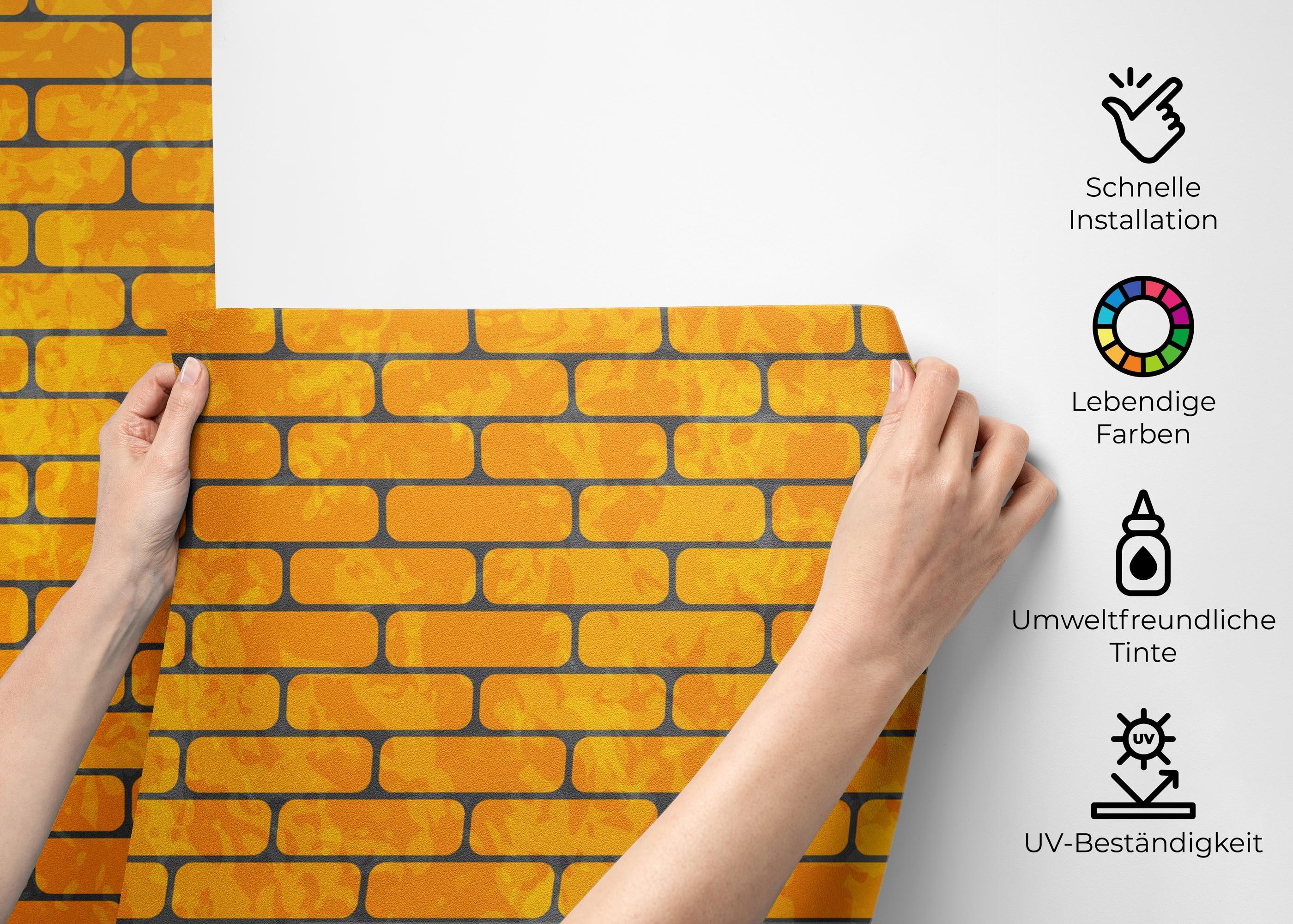 Fototapete Gold Color Brick mockup 2