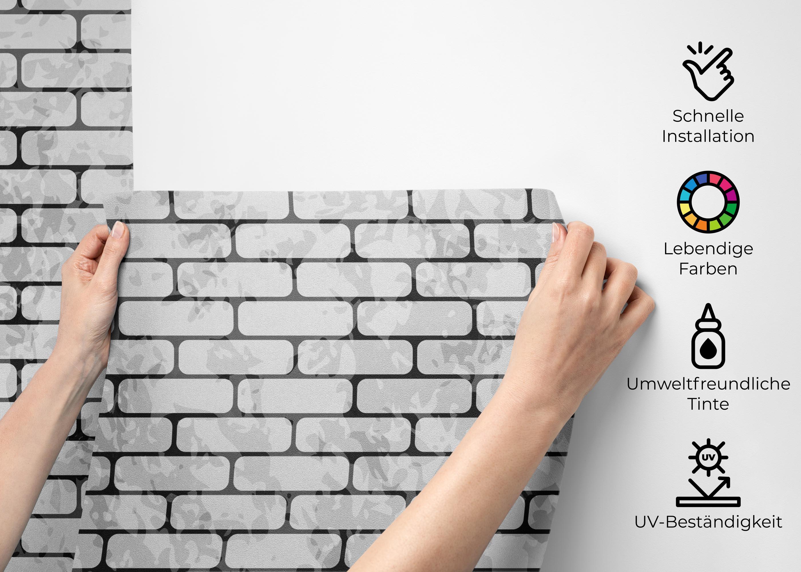 Fototapete Light Brick Grey Wall mockup 2