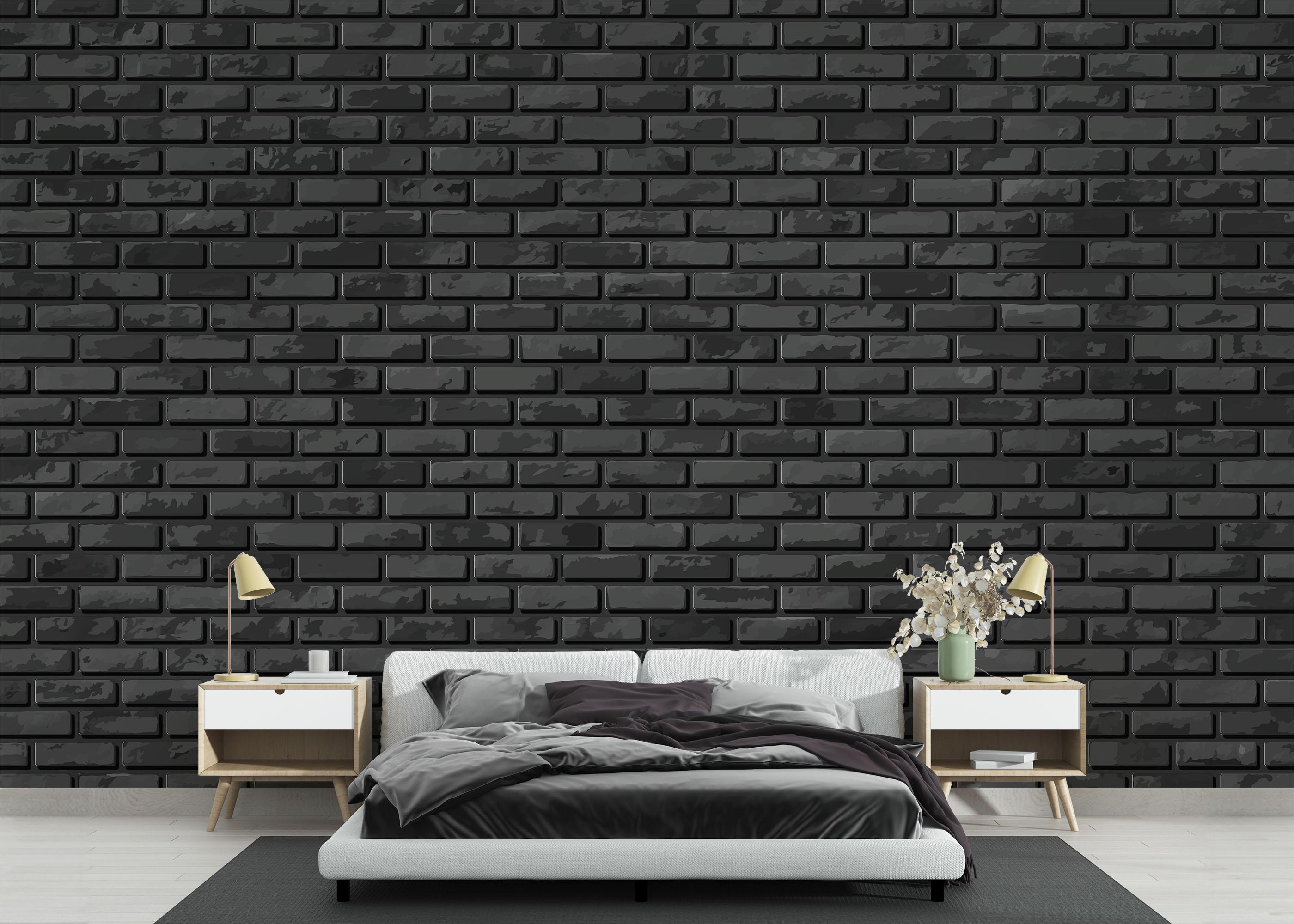 Fototapete Brick Cool Black mockup 3