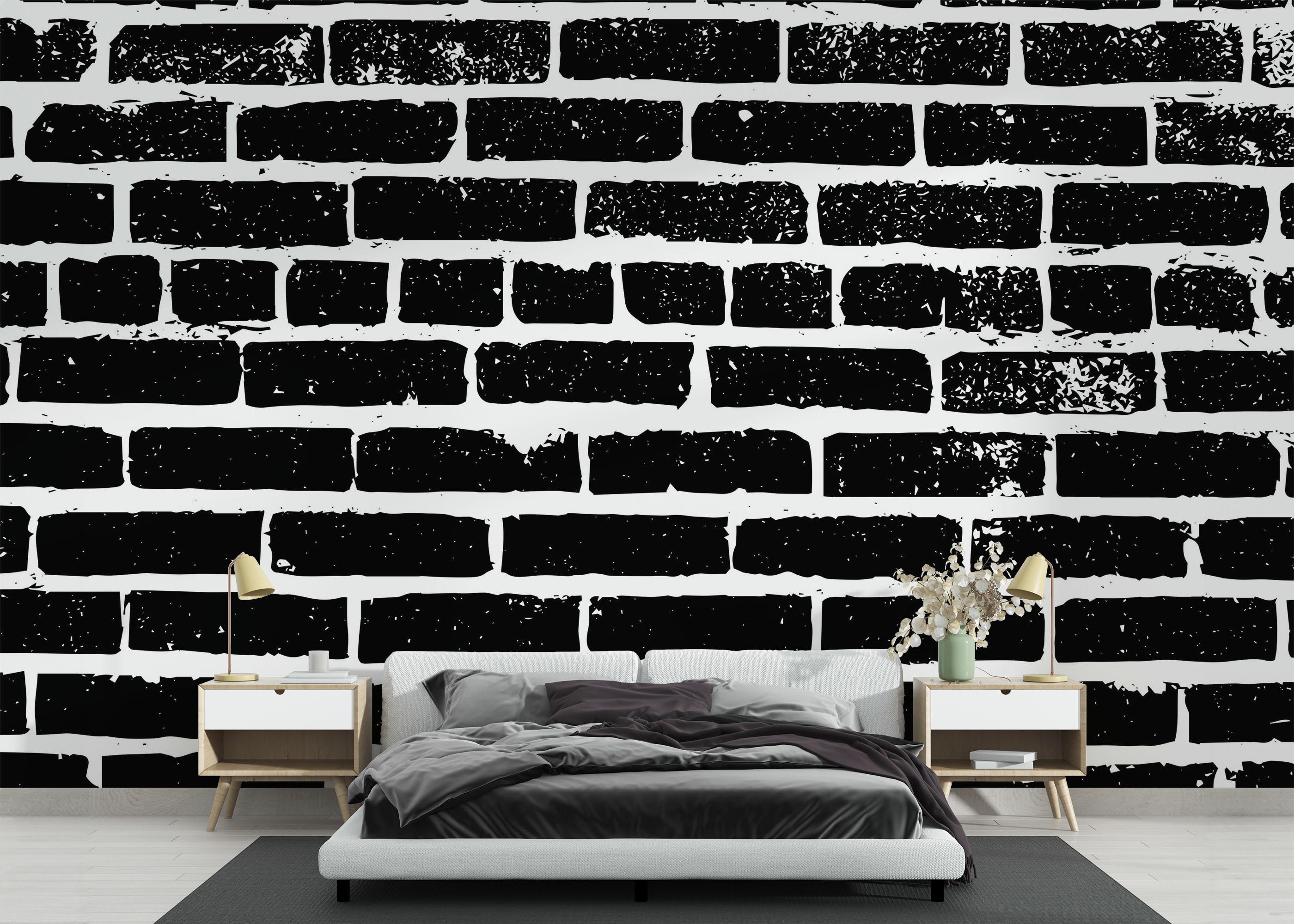 Fototapete Brick White Spray mockup 3
