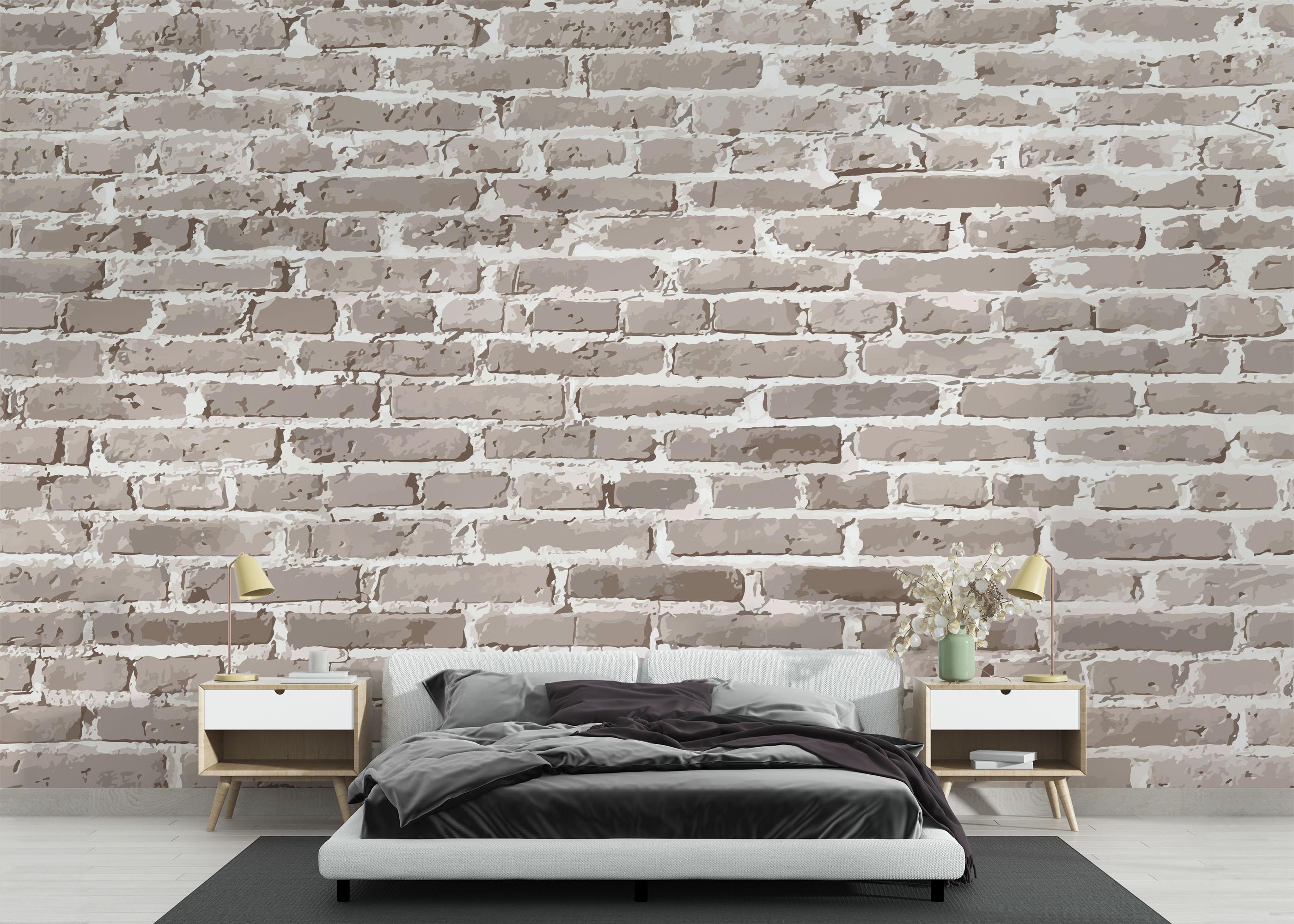 Fototapete Cream Long Brick mockup 3