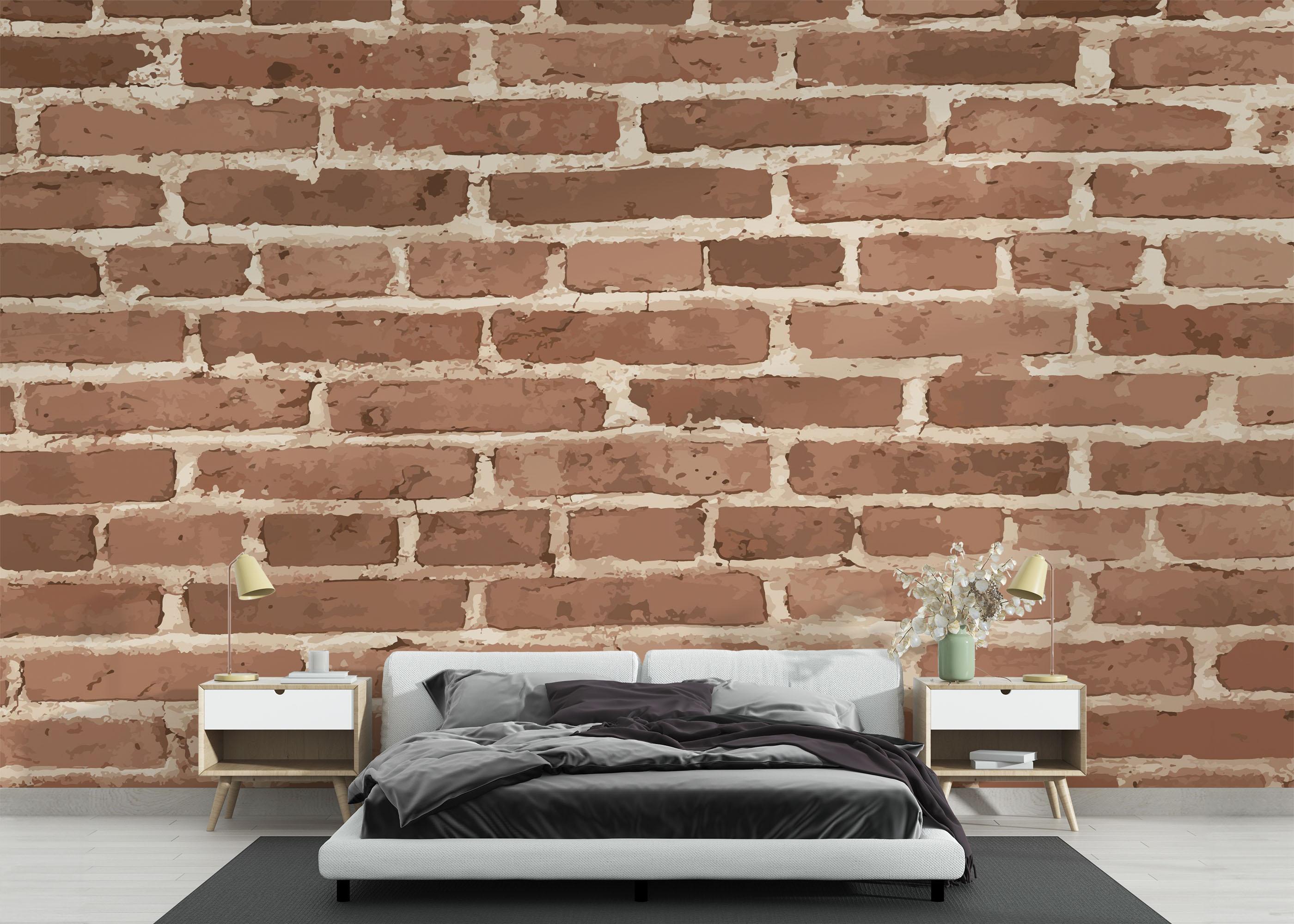 Fototapete Dark Cream Brick mockup 3