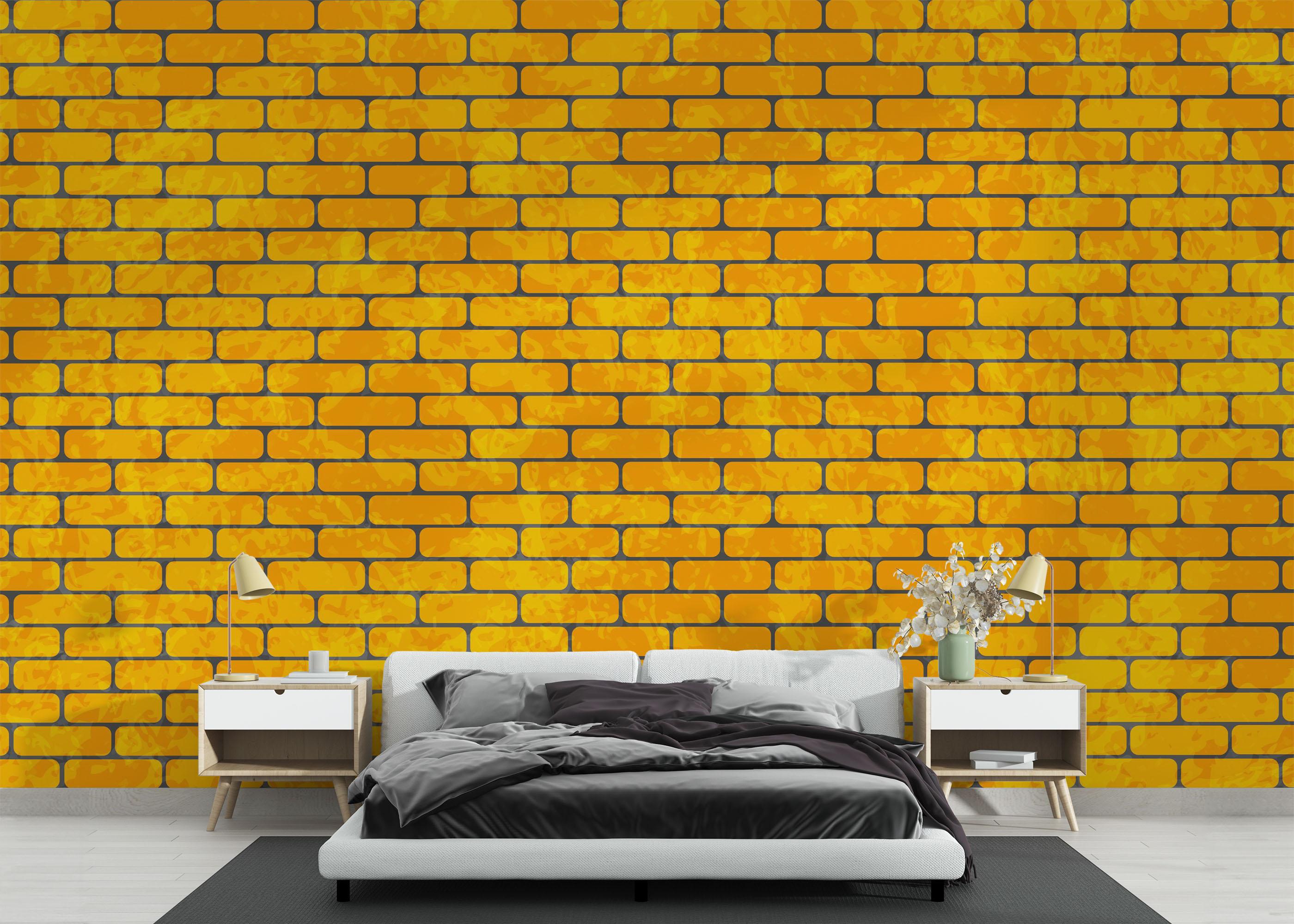 Fototapete Gold Color Brick mockup 3